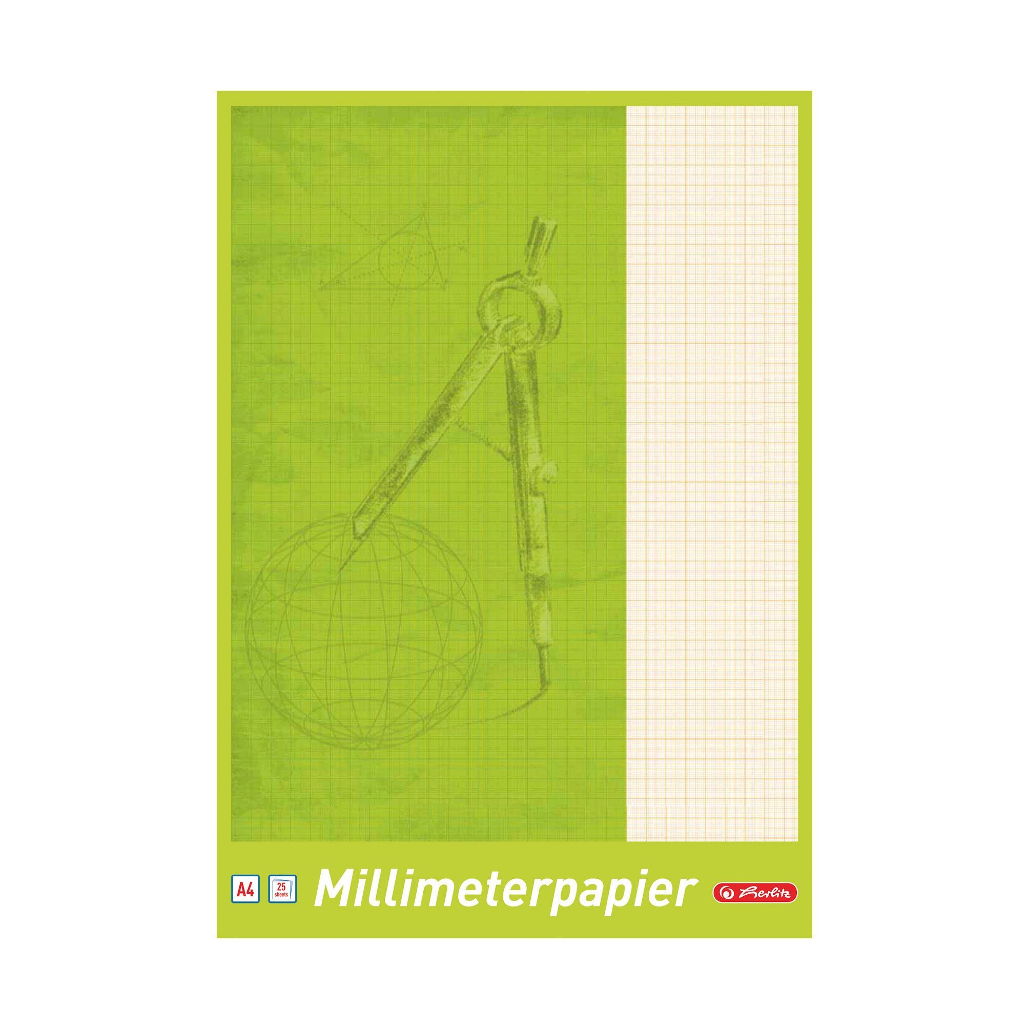 Herlitz Geschäftspapier 5 Blöcke Herlitz Millimeterpapier / 25 Blatt je Block / DIN A4