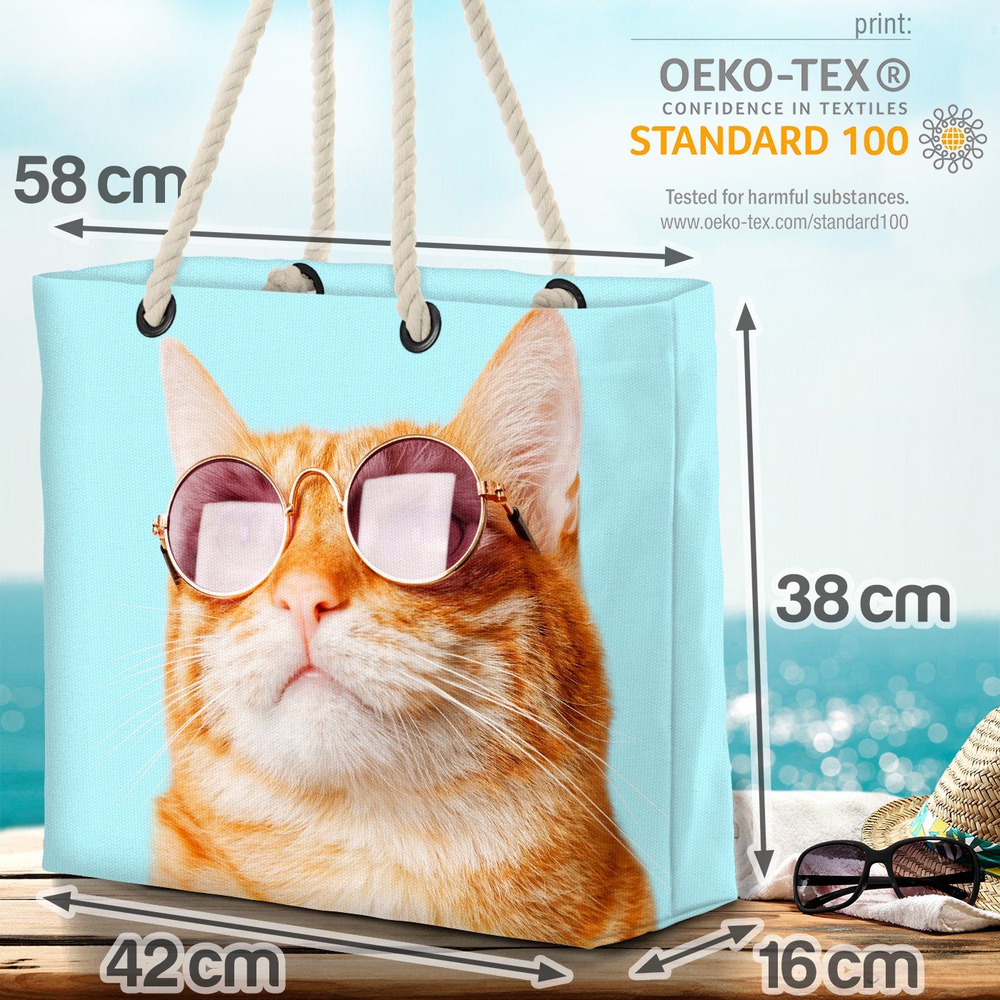 Strandtasche Katze VOID Spielze Sonnenbrille (1-tlg), Sonnenbrille Rasse Haustier Haustier Katze