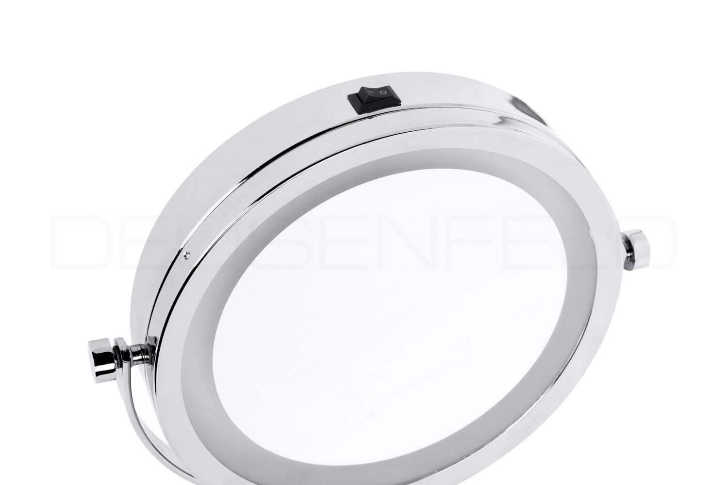 DEUSENFELD Kosmetikspiegel Batterie LED Doppel Wand Kosmetikspiegel WL10CB, LED Beleuchtung, 10x-Vergrößerung + Normal, für 4xAAA Batterien