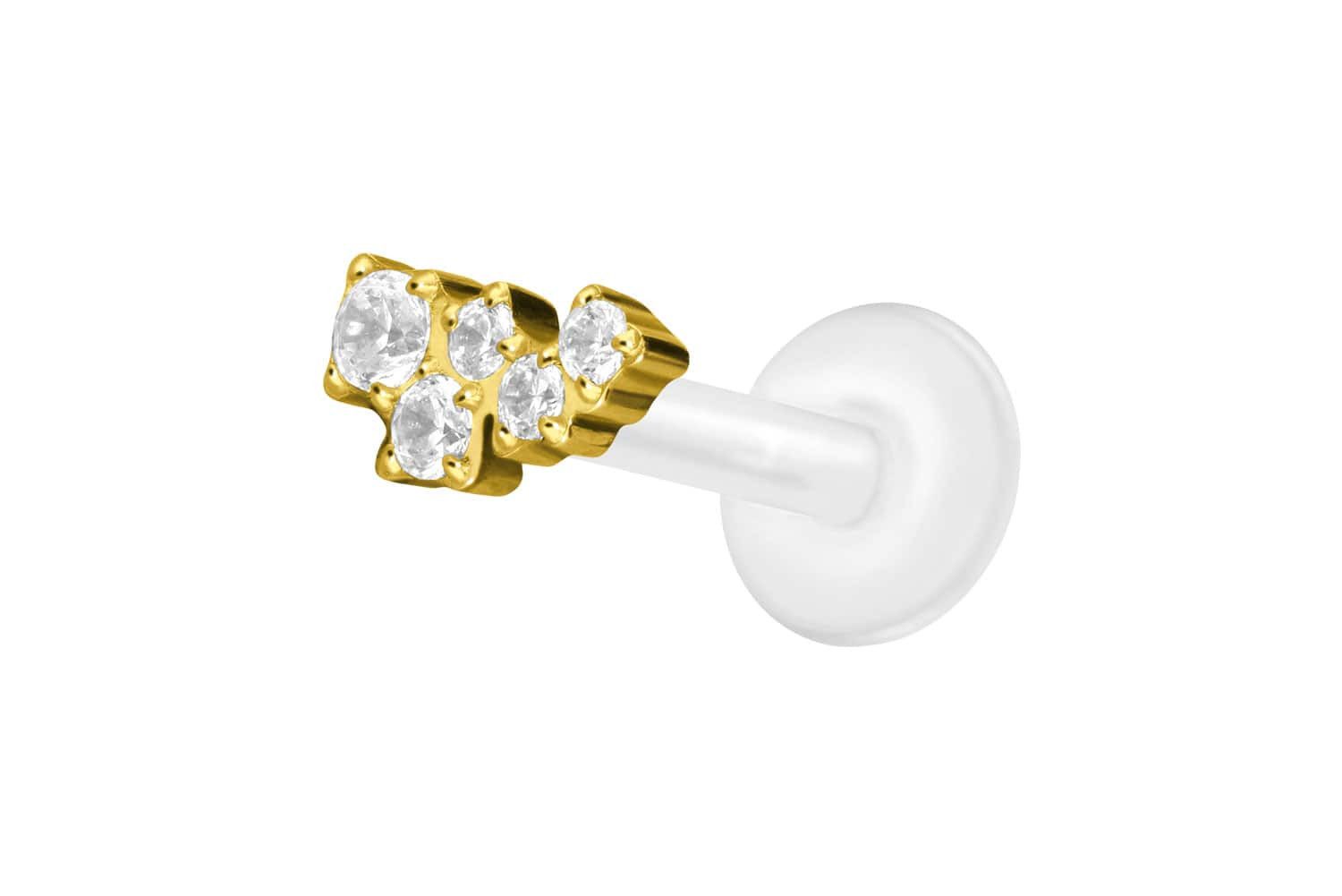 Piercing-Set PTFE Labret mit Innengewinde + Titan-Aufsatz KRISTALLWOLKE