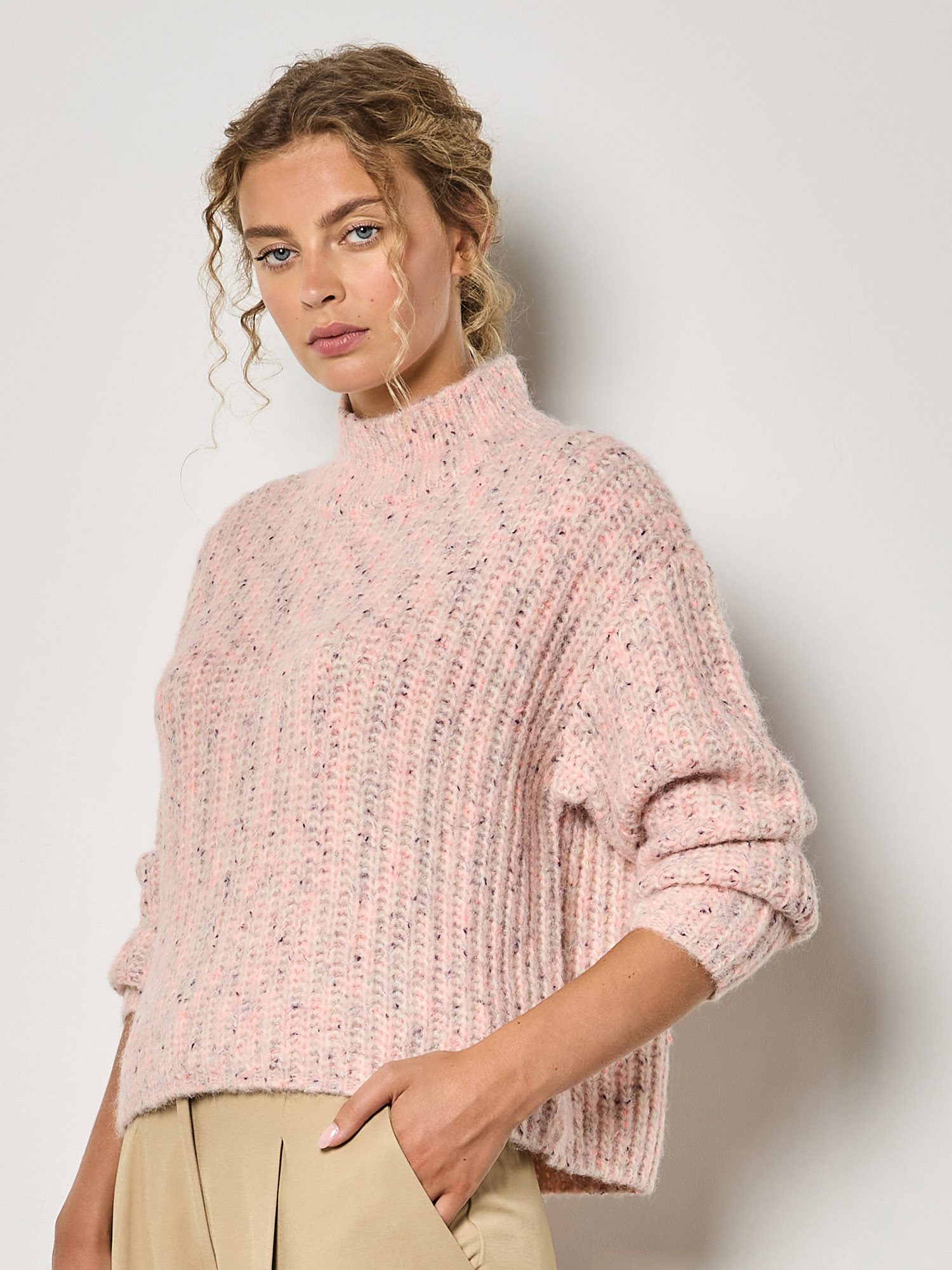 Apricot Stehkragenpullover Kurzer Stehkragenpullover günstig online kaufen