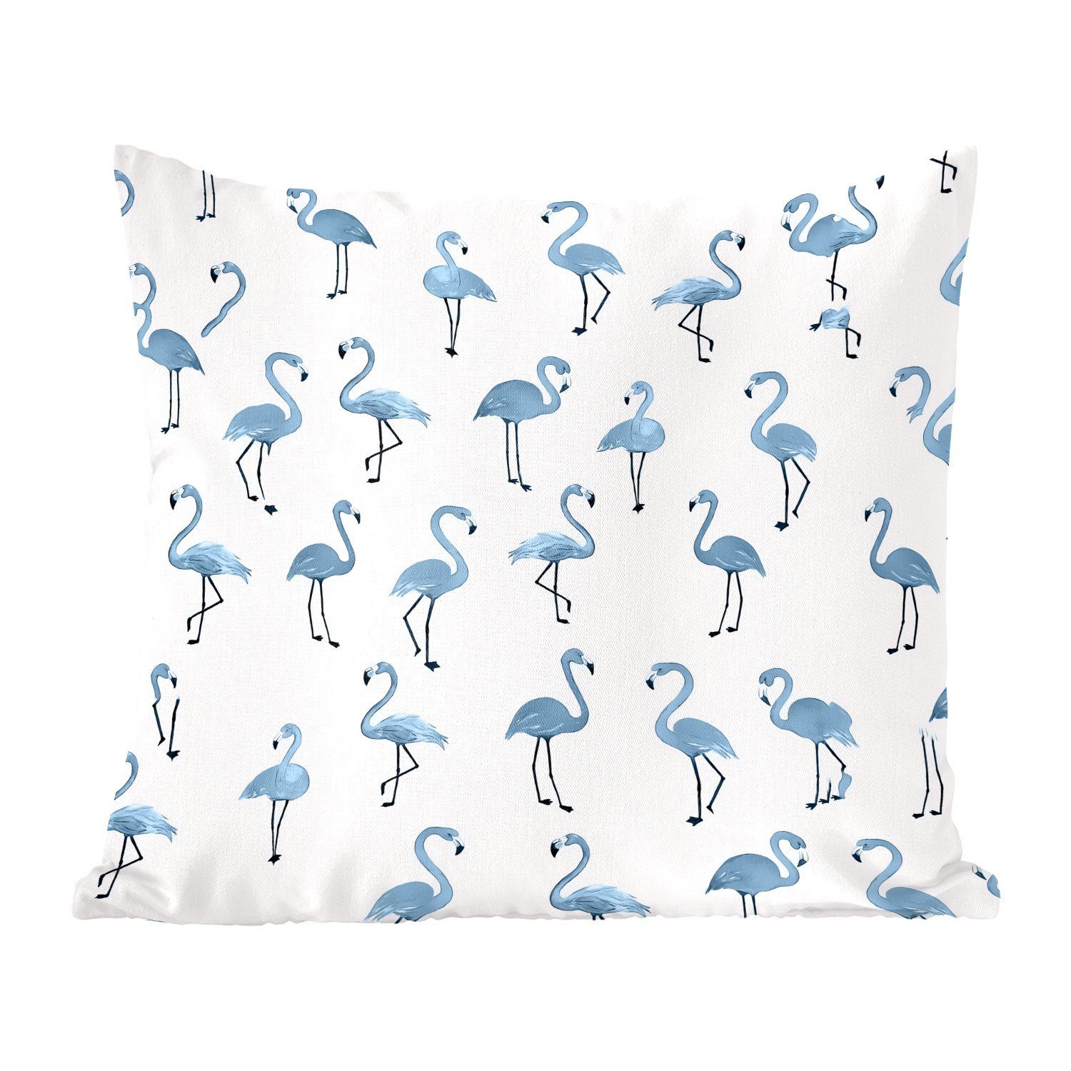 MuchoWow Dekokissen Flamingo - Blau Wohzimmer, Deko, Füllung für Sofakissen Zierkissen Muster, - Schlafzimmer, mit