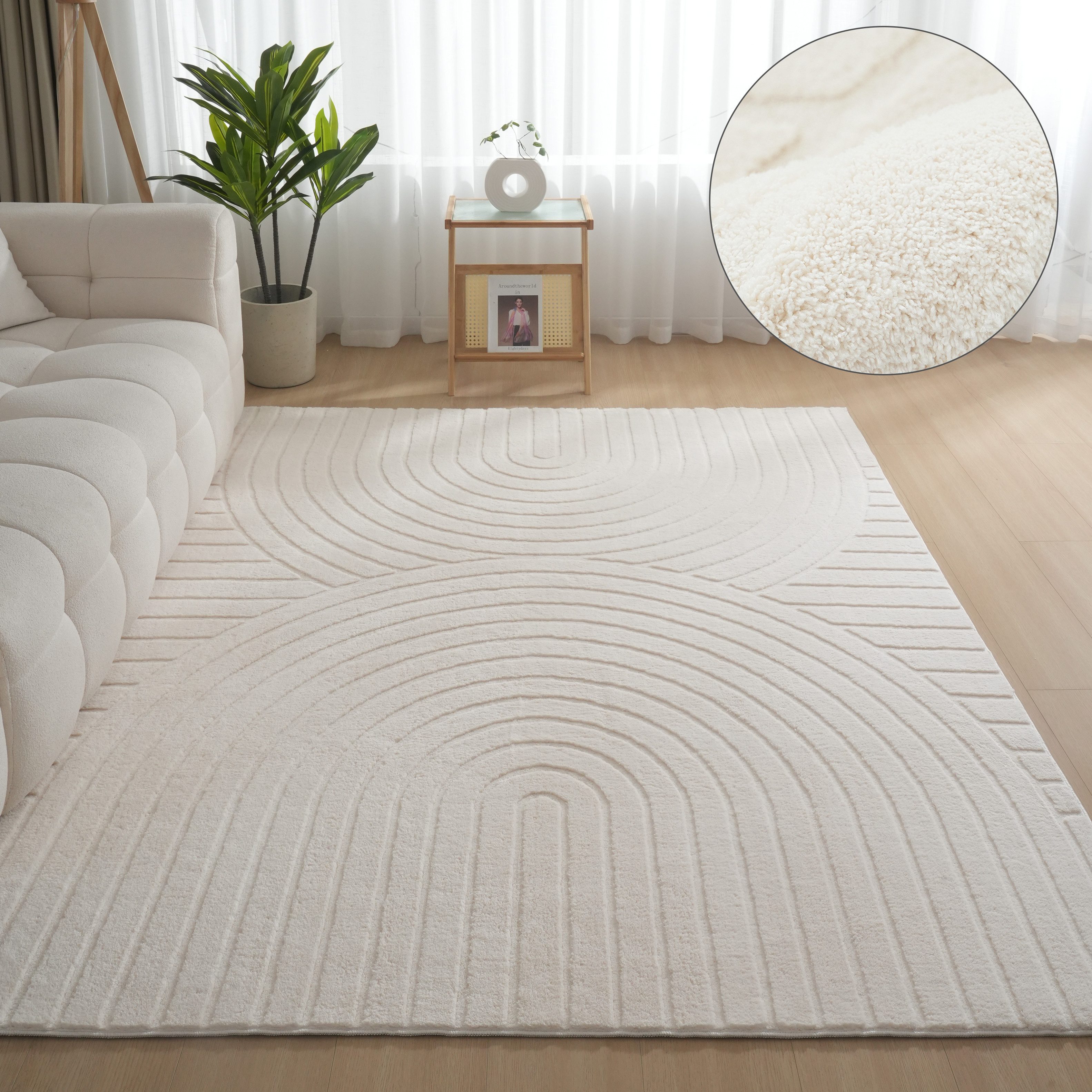 OTTO home Teppich Cali Regenbogen, Hoch-Tief-Effekt, rechteckig, Höhe: 15 mm, Uni-Farben, flauschig, waschbar, Wohnzimmer, Schlafzimmer