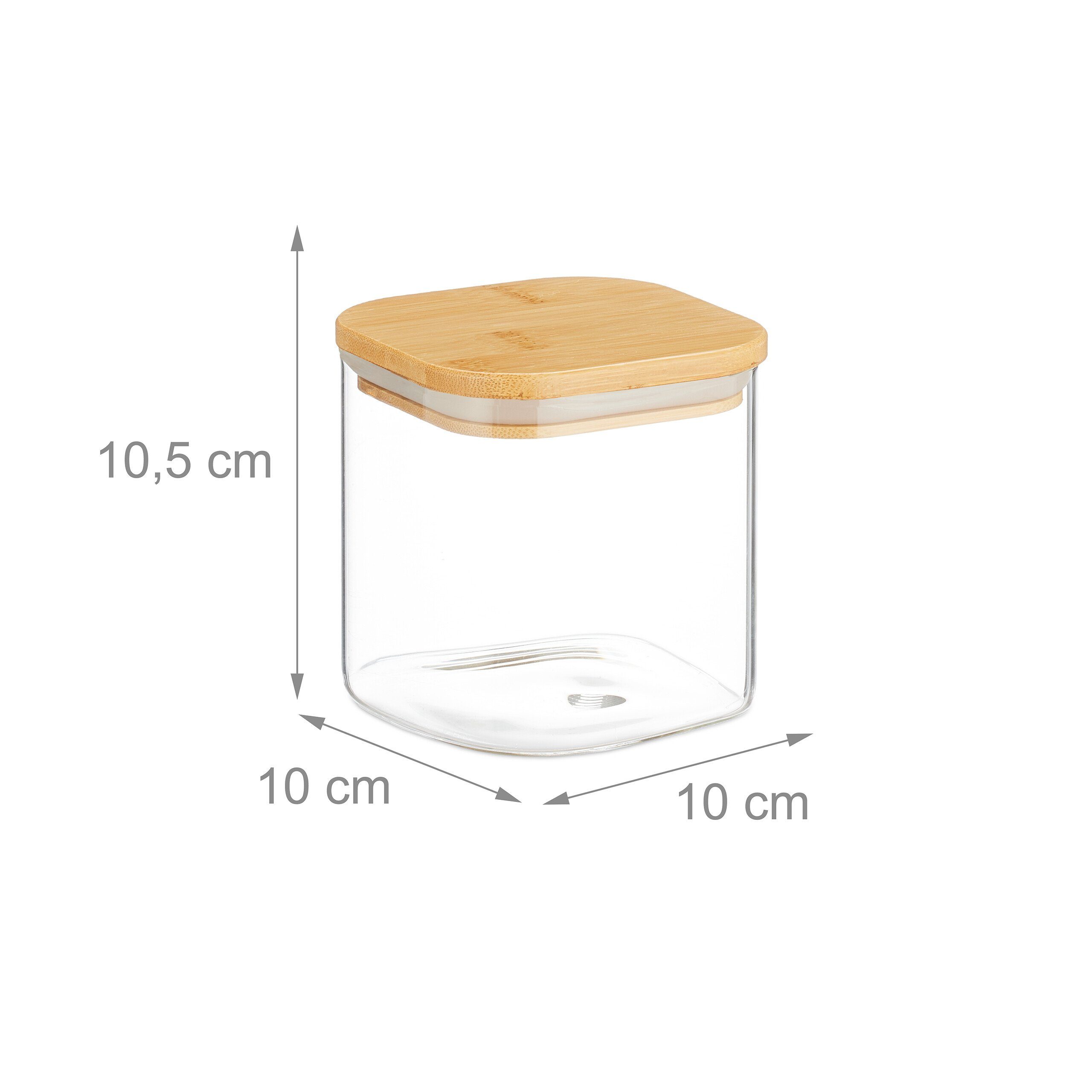 relaxdays Vorratsglas 3er Set Vorratsgläser mit Deckel 600 ml, Glas, (3-tlg) – Bild 4 von 5