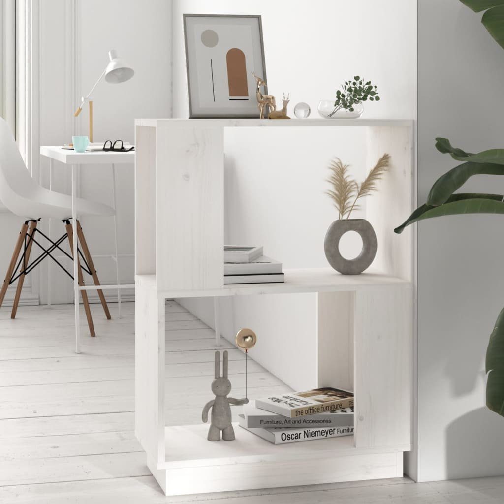 furnicato Bücherregal Weißes aus Massivholz 51 x 25 x 70 cm, 1-tlg., Stabiles Standregal mit viel Stauraum und Nutzung als Raumteiler