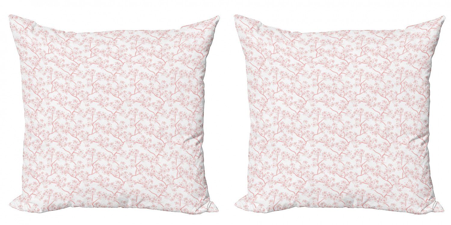 Digitaldruck, Stück), Abakuhaus Modern Doppelseitiger Retro Kirschblüte (2 Sakura Accent Kissenbezüge Art