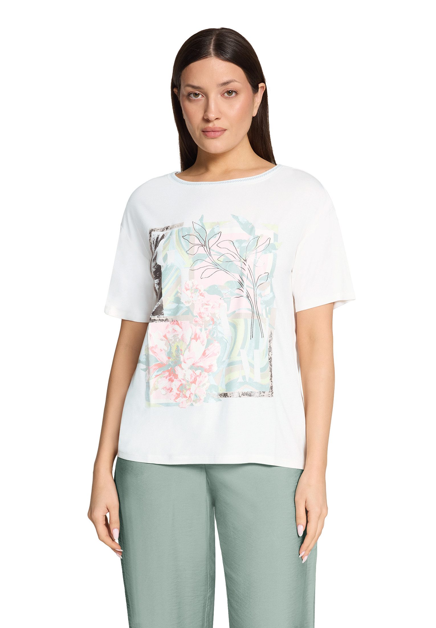 Kurzarmshirt Damen mit Rippbündchen