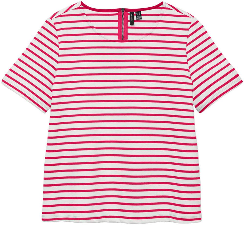 Vero Moda Rundhalsshirt VMABBY SS ZIP TOP JRS NOOS Materialmix, regular fit günstig online kaufen