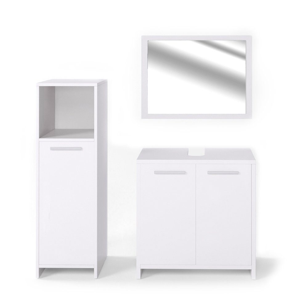 Vicco Badmöbel-Set Kiko, Weiß, 3 Teile, günstig online kaufen