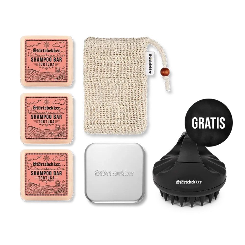 Störtebekker Festes Haarshampoo x 3 - Duschset Hair inkl. GRATIS Scalp Brush