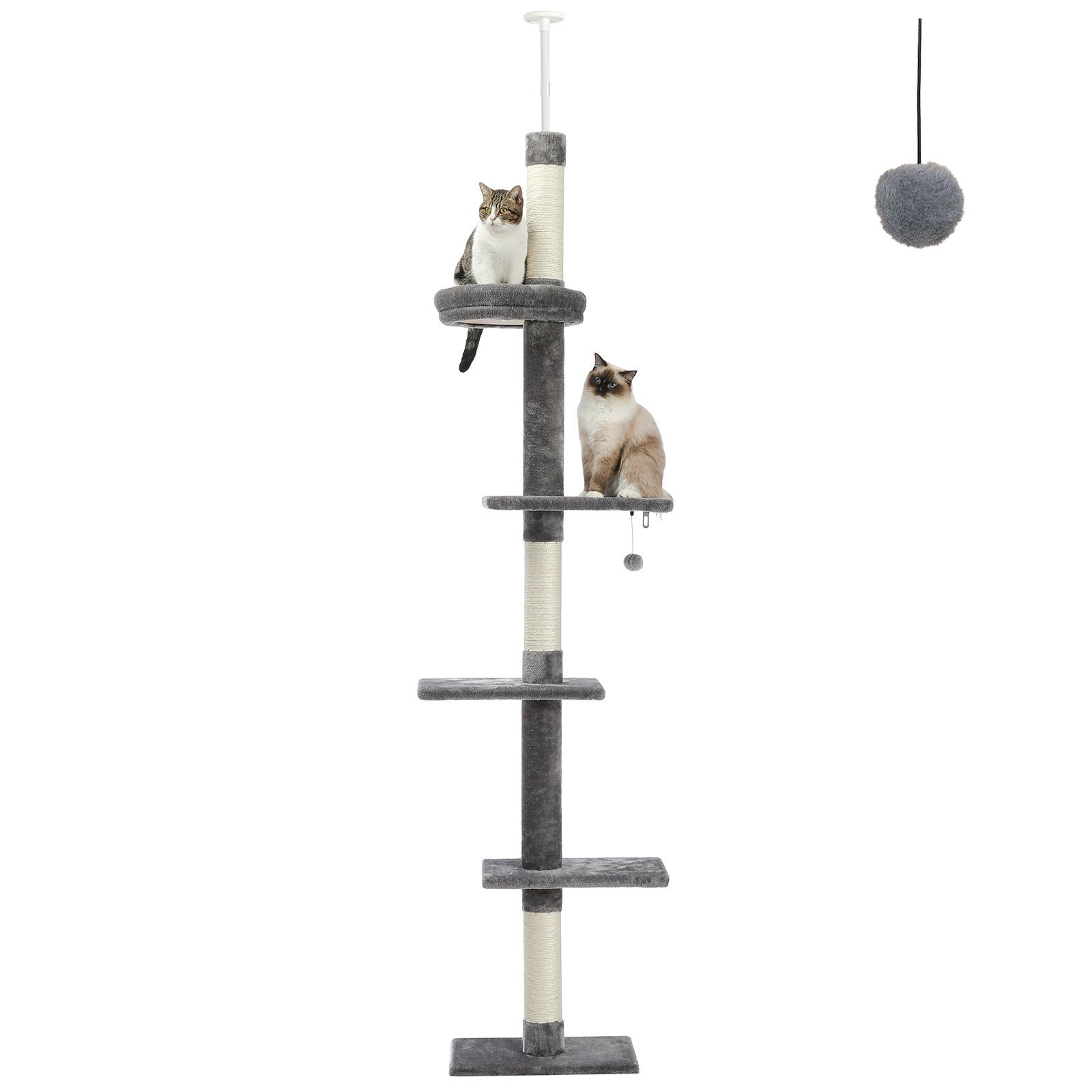 PAWZ Road Kratzbaum deckenhoch Katzenbaum, 5-stöckig, höhenverstellbar, hohes Katzenkletter-Aktivitätszentrum von PAWZ Road