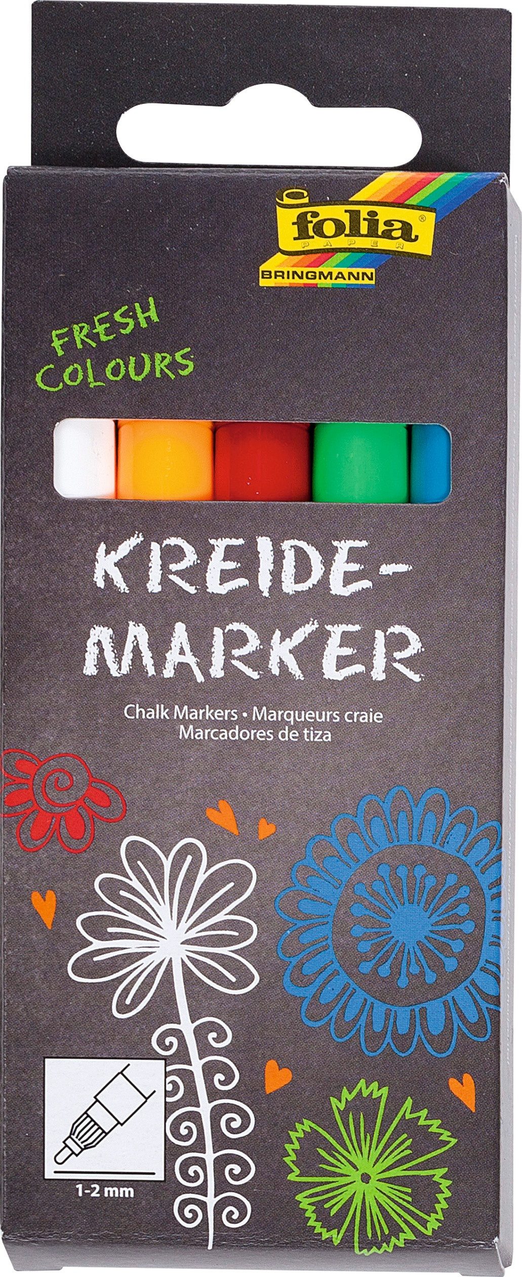 Folia Malkreide Kreidemarker "Fresh Colours", 5er-Set
