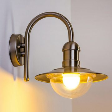 hofstein Außen-Wandleuchte »Verna« Außenwandlampe abwärts aus Edelstahl und Kunststoff in Silber, ohne Leuchtmittel, mit E27, AußenBogenform für Terrasse, Veranda, Hof und Garten