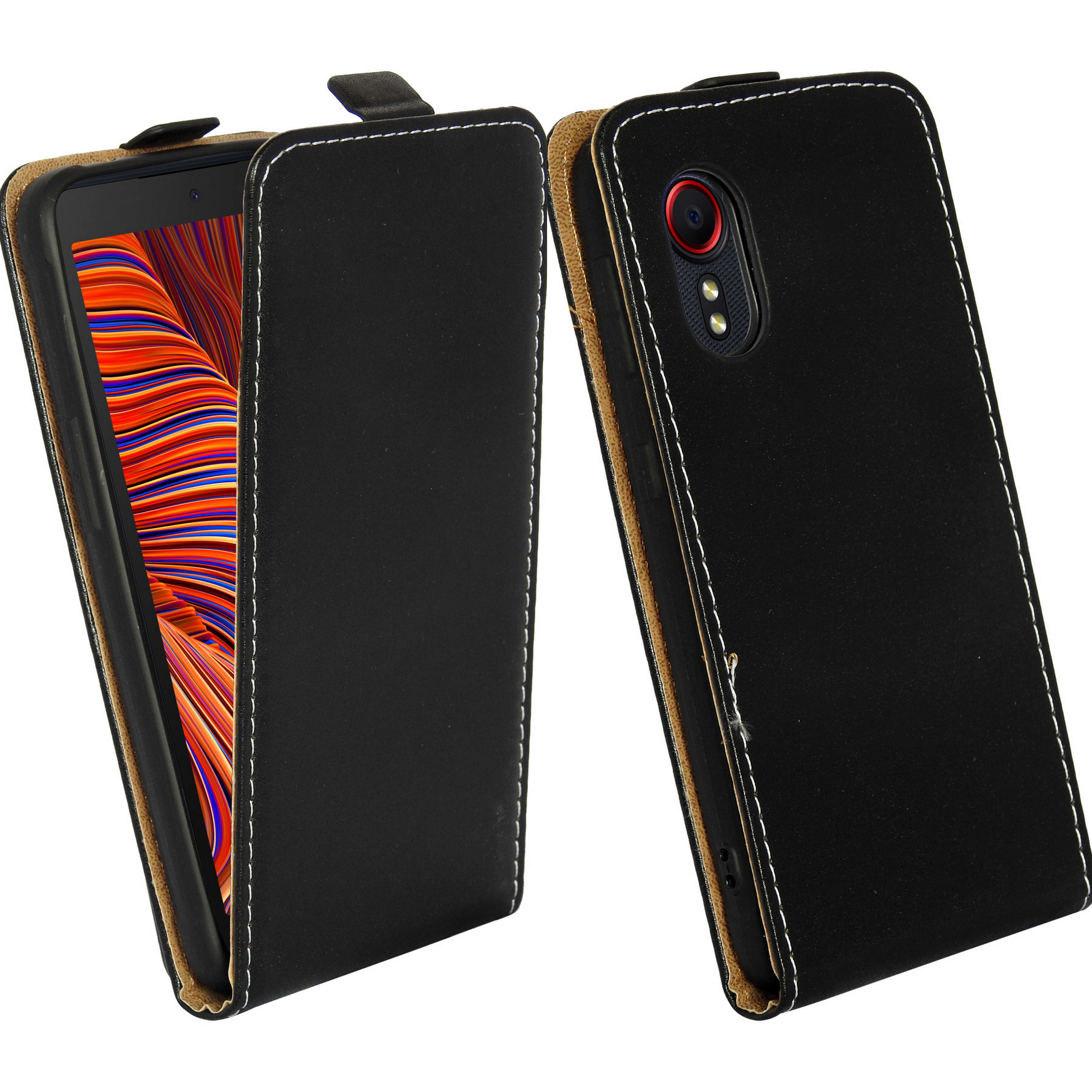 COFI 1453 Handyhülle Klapptasche Hülle kompatibel mit SAMSUNG GALAXY XCOVER 7 Schwarz