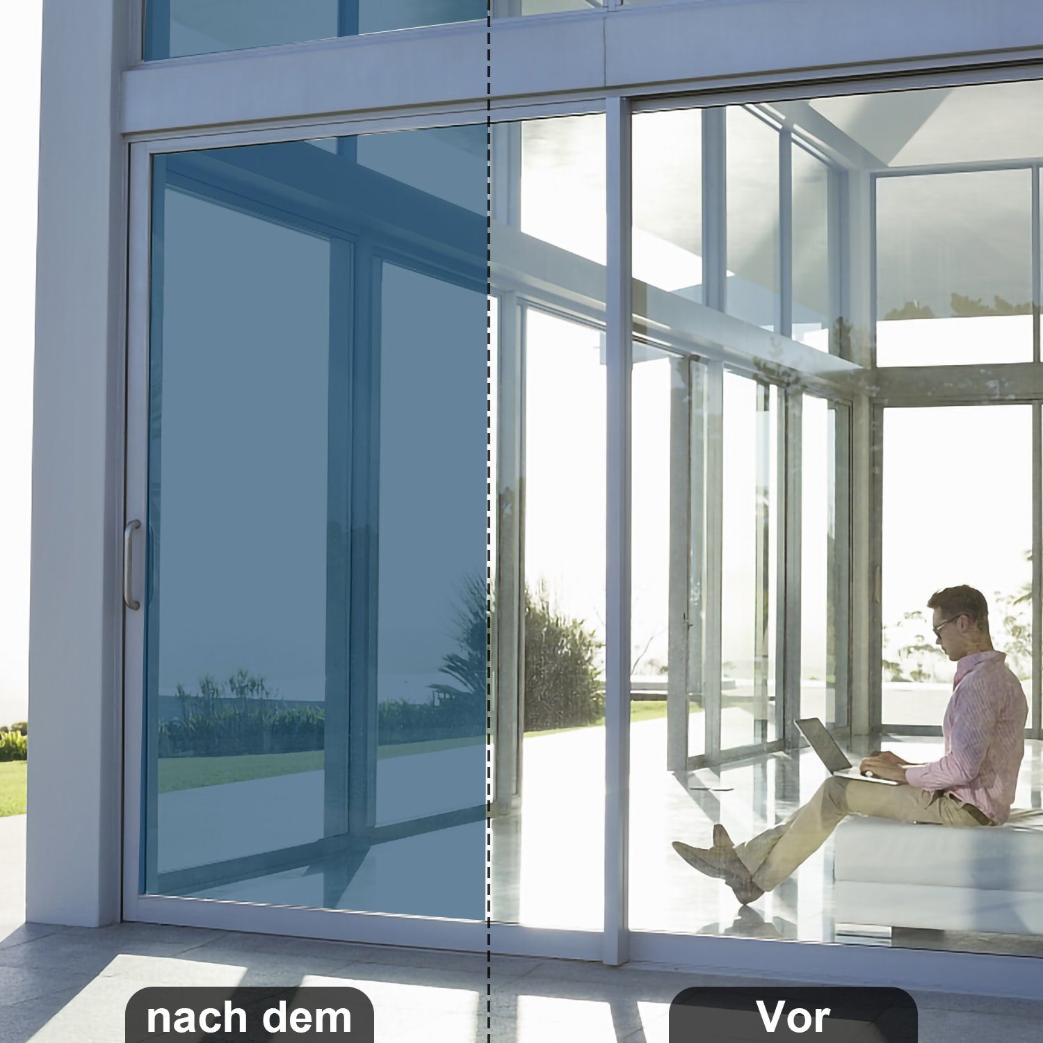 Fensterfolie Fensterfolie Statische, Tönungsfolie Sichtschutzfolie silber 60*200CM Clanmacy - blau
