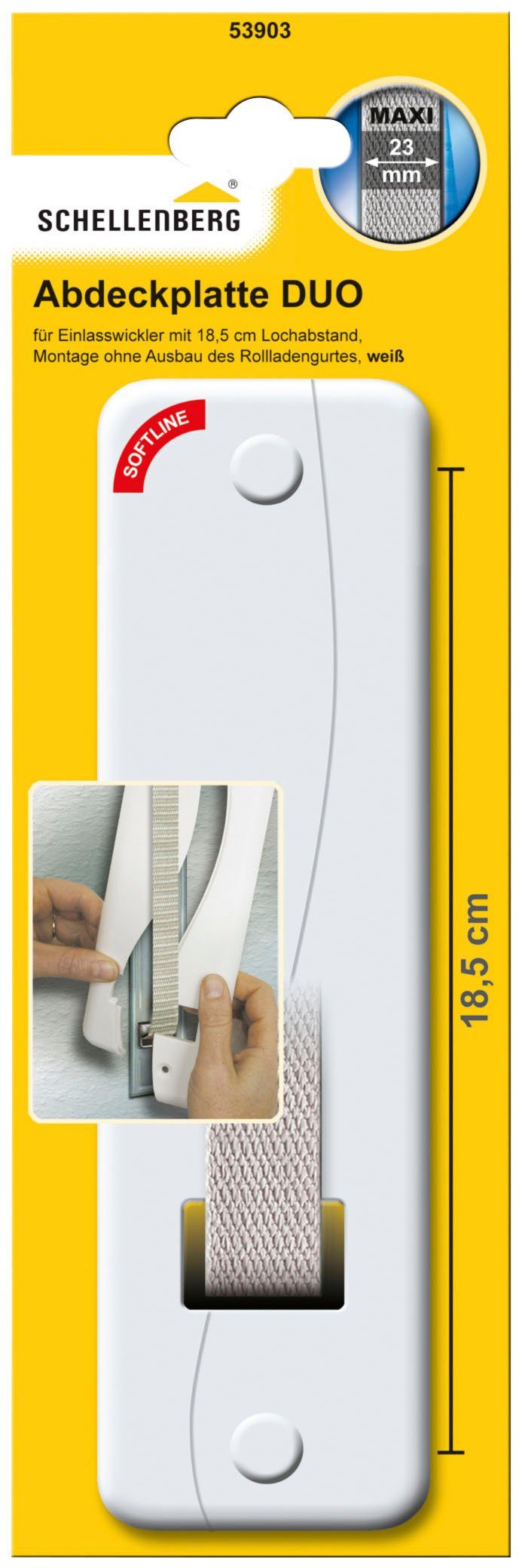 Gurtwickler-Abdeckplatte Duo Maxi, 18,5 cm Lochabstand, langlebig aus Kunststoff
