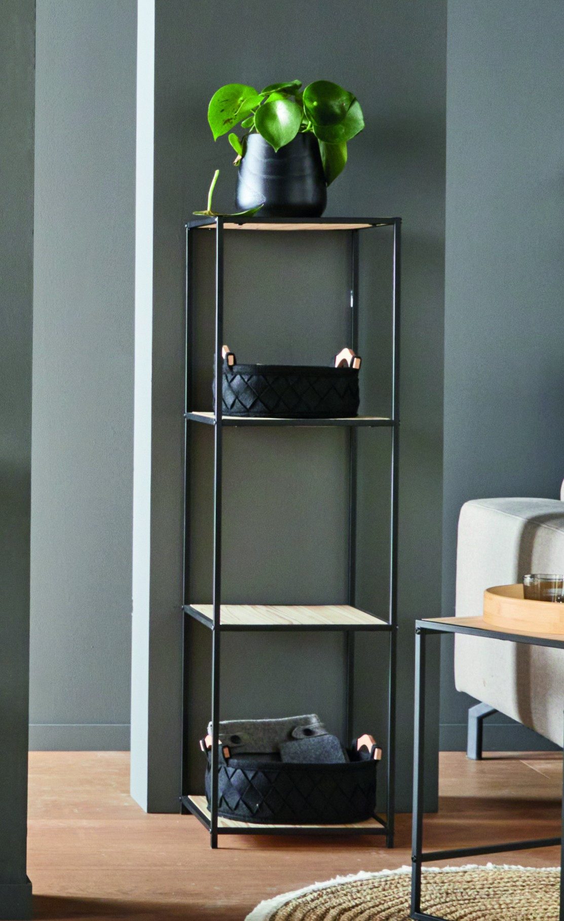Dekoleidenschaft Standregal "Modern Living" Regal aus Holz & Metall, schwar günstig online kaufen
