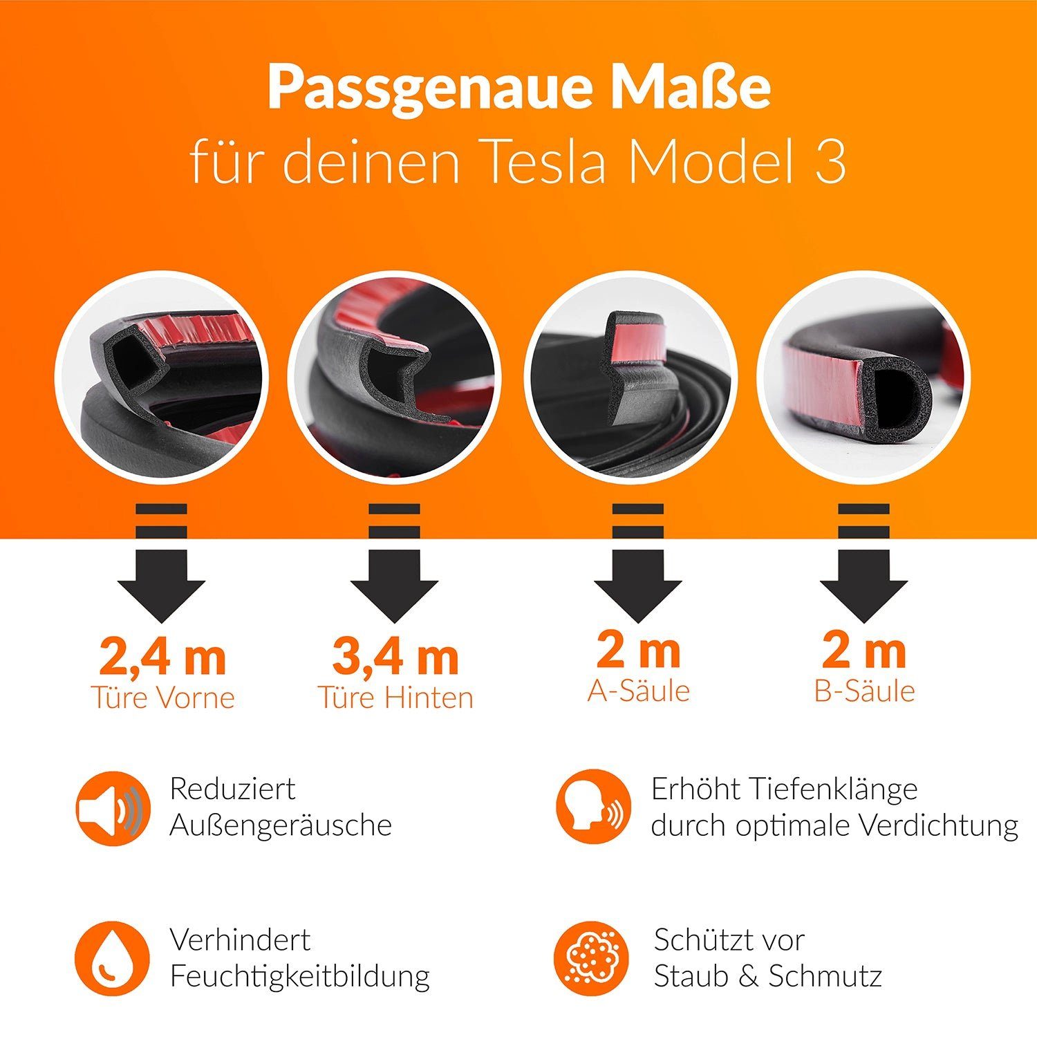 Upgrade4cars Model für Tesla Türdichtband 3