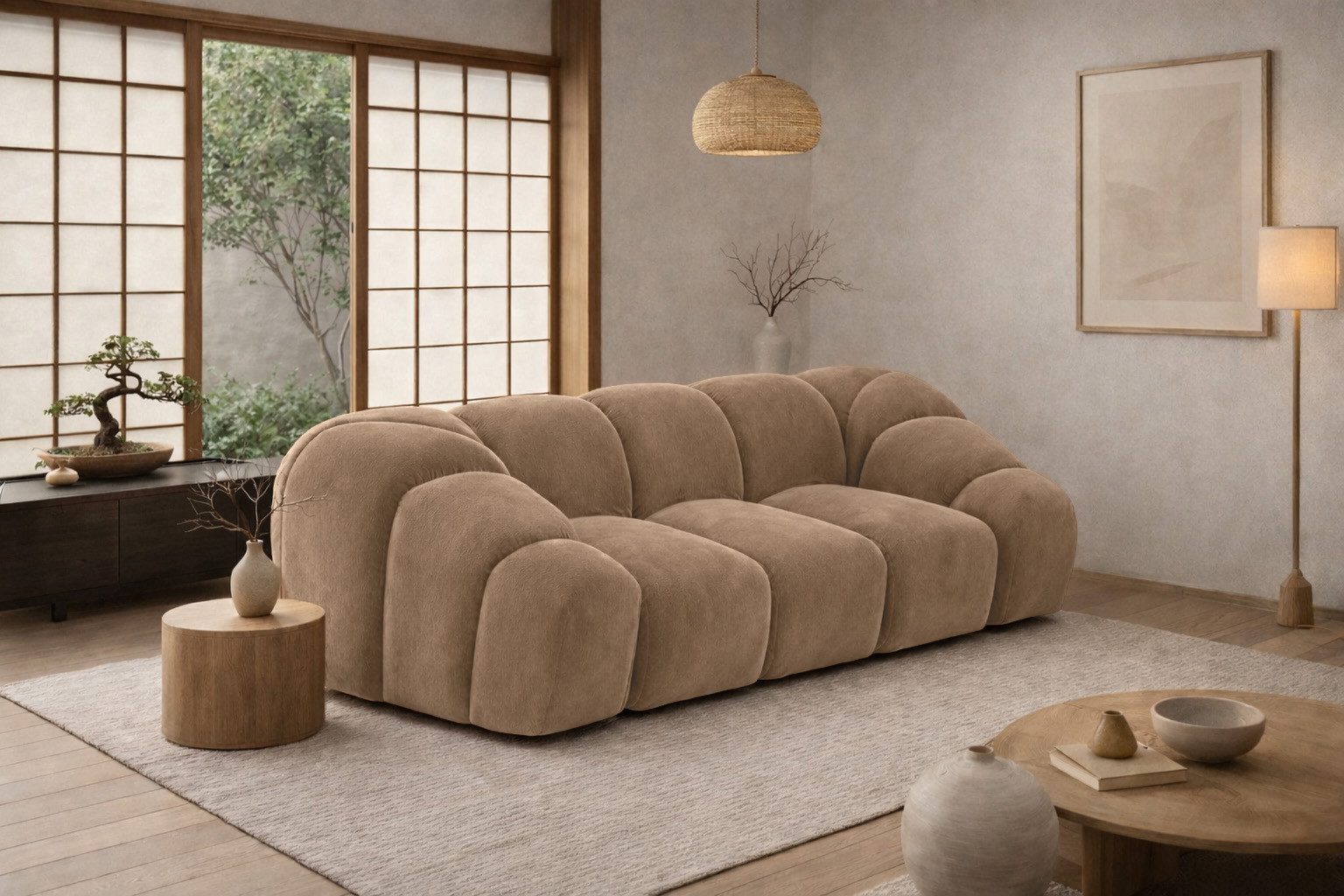 Kaiser Möbel Sofa 2-Sitzer modular für Wohnzimmer, Samtstoff Bluvel, CROISSANT, Einzelsofa, modulares System,hochwertiger Samtstoff