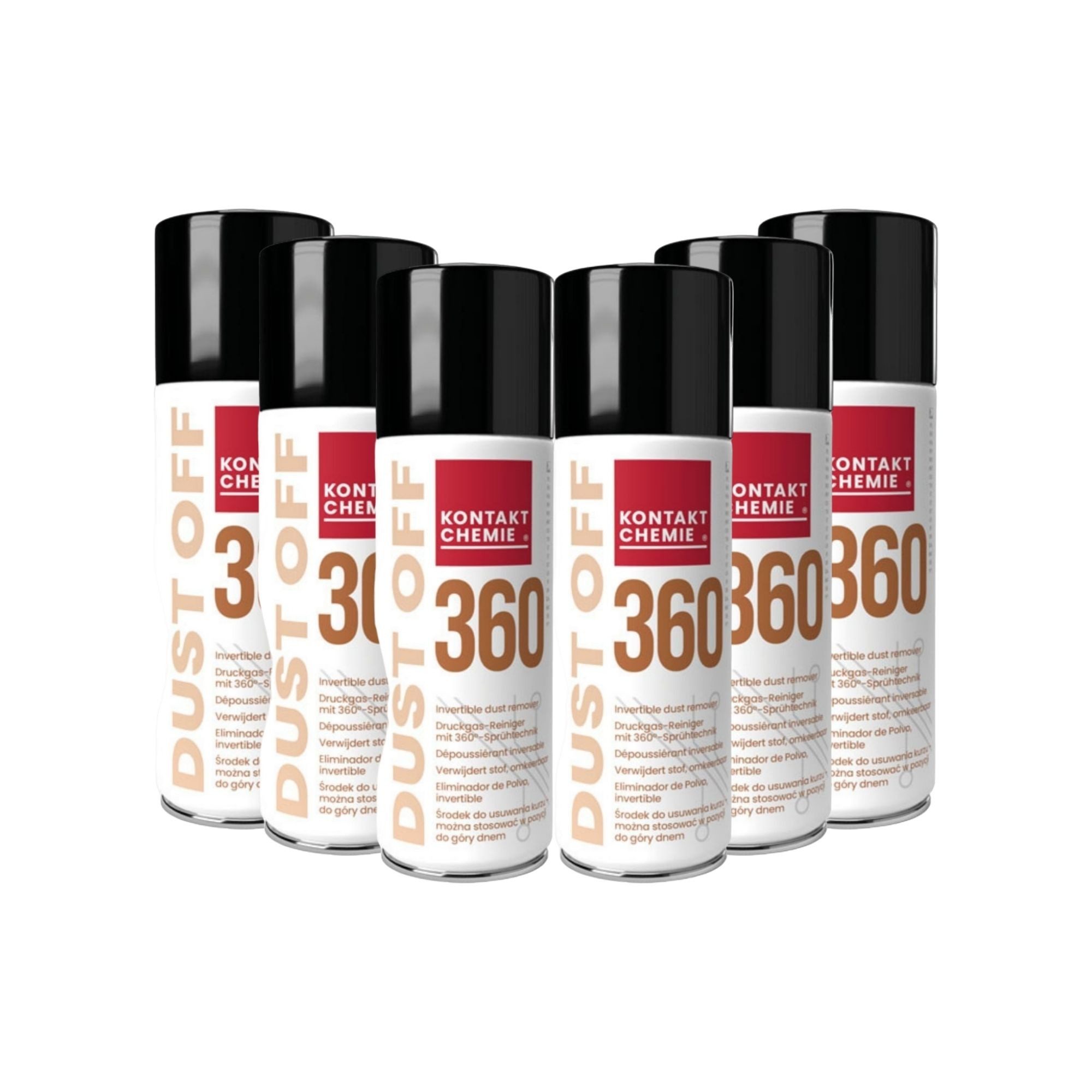 KONTAKT CHEMIE 6 Stück Druckgas-Reiniger, DRUCKLUFT 360, je 200ml Druckluftreiniger