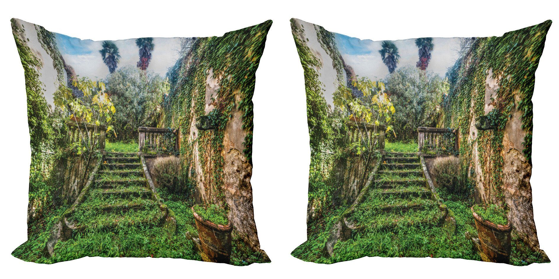 Kissenbezüge Modern Accent Doppelseitiger Digitaldruck, Abakuhaus (2 Stück), Natur Floral Ivy Fairy Theme