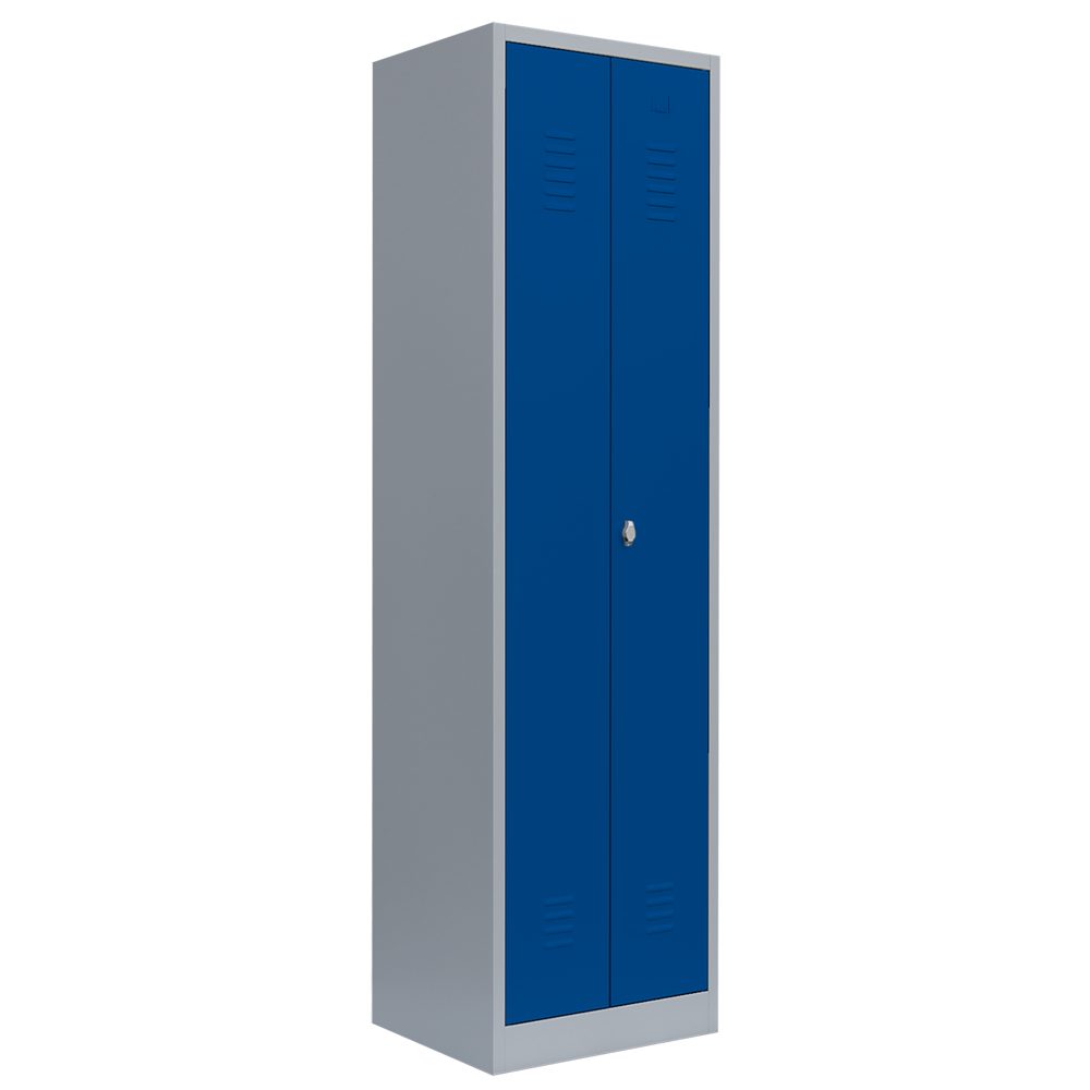 Steelboxx Spind Spind Kleiderschrank Schwarz-Weiss-Trennung 180x50cm blau (1-St) Komplett verschweißt und montiert