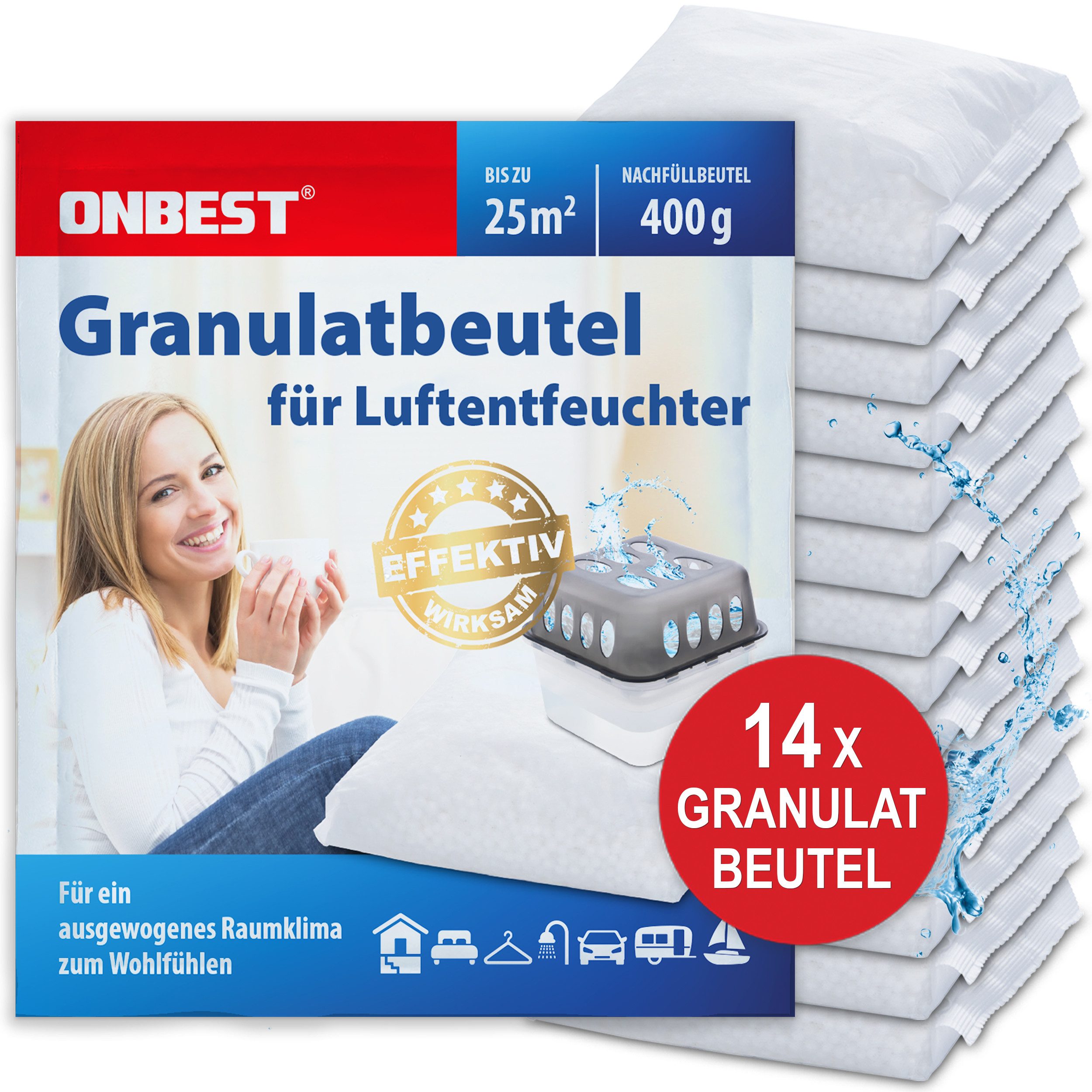 Onbest Luftentfeuchter-Nachfüllpack Set mit 14 x 400 g, Granulat Nachfüllbe günstig online kaufen