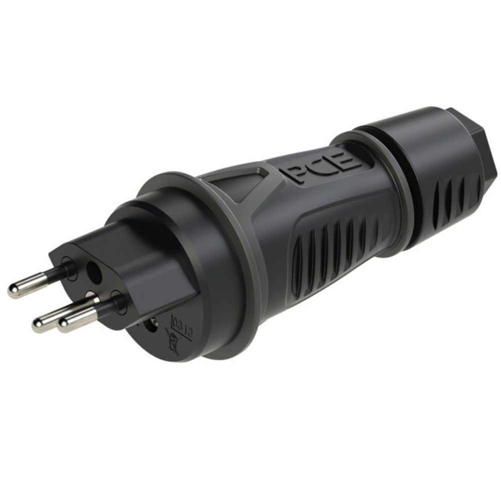 PC Electric 0313-ss Schutzkontaktstecker PA6, TPE 250 V Schwarz IP55 Steckernetzteil