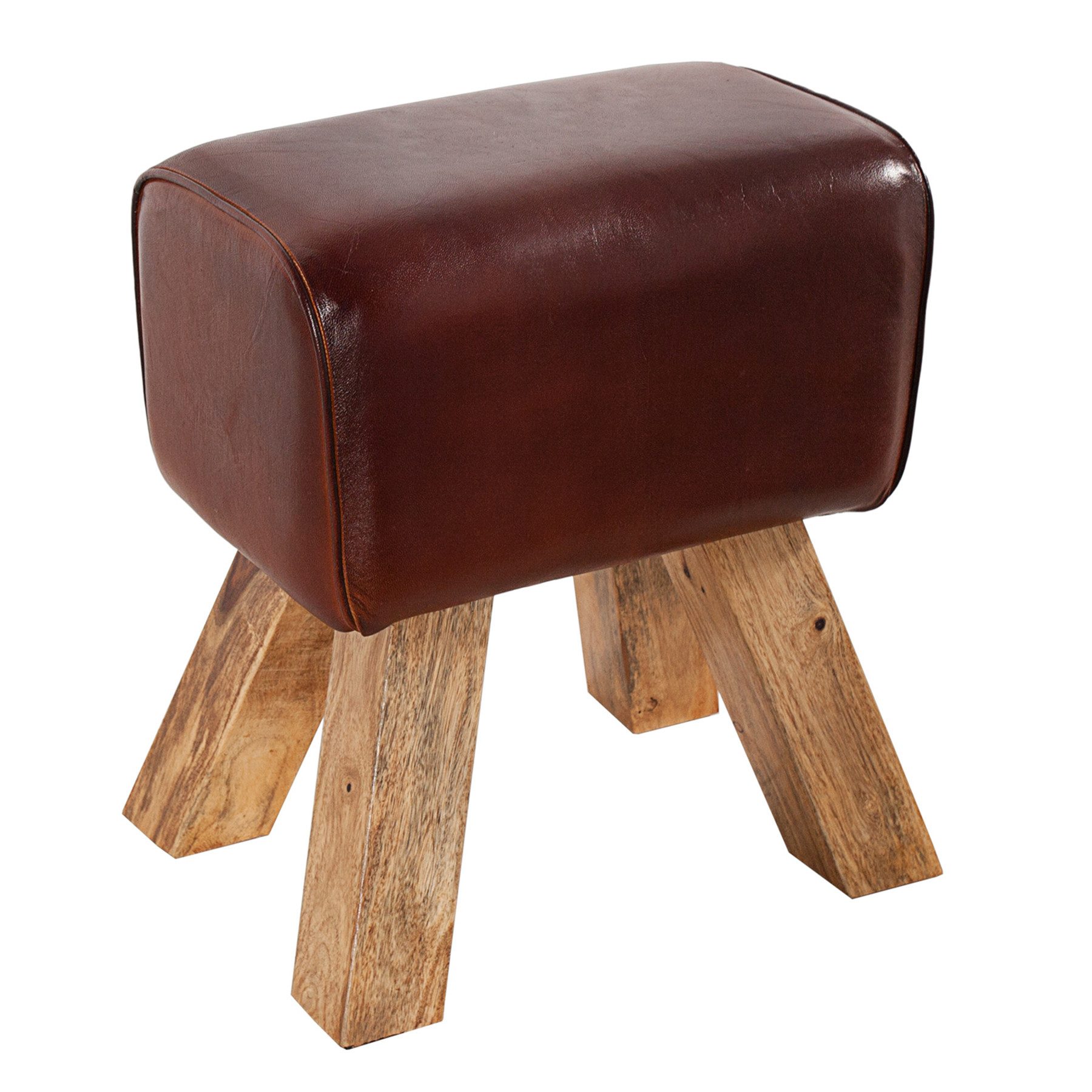 riess-ambiente Sitzhocker TURNBOCK 40cm coffee / natur, mit Echtleder-Bezug