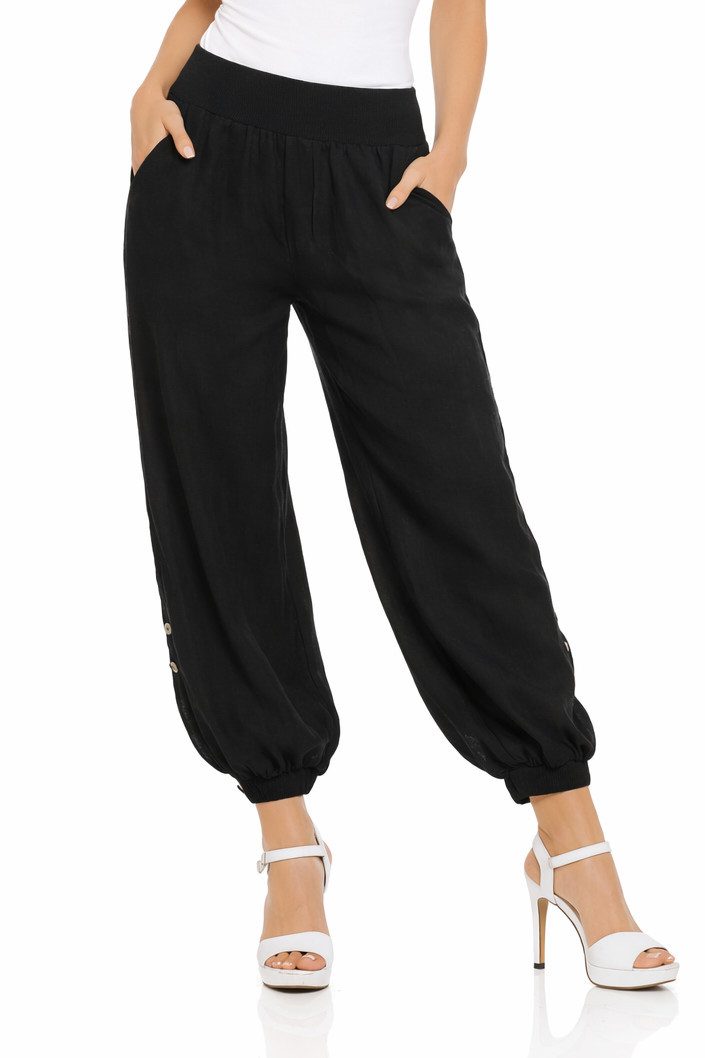 Mississhop Leinenhose 100 % Leinen Sommerhose, Haremshose mit Gummibund & K günstig online kaufen