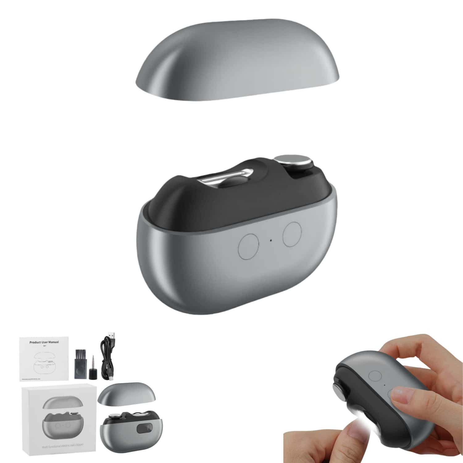 ibettertec Nagelzange 2 in 1 Elektrischer Nagelknipser, Automatischer Nagelknipser mit licht, Nagelknipser Fußnägel, für Babys, Kinder, Erwachsene und Senioren