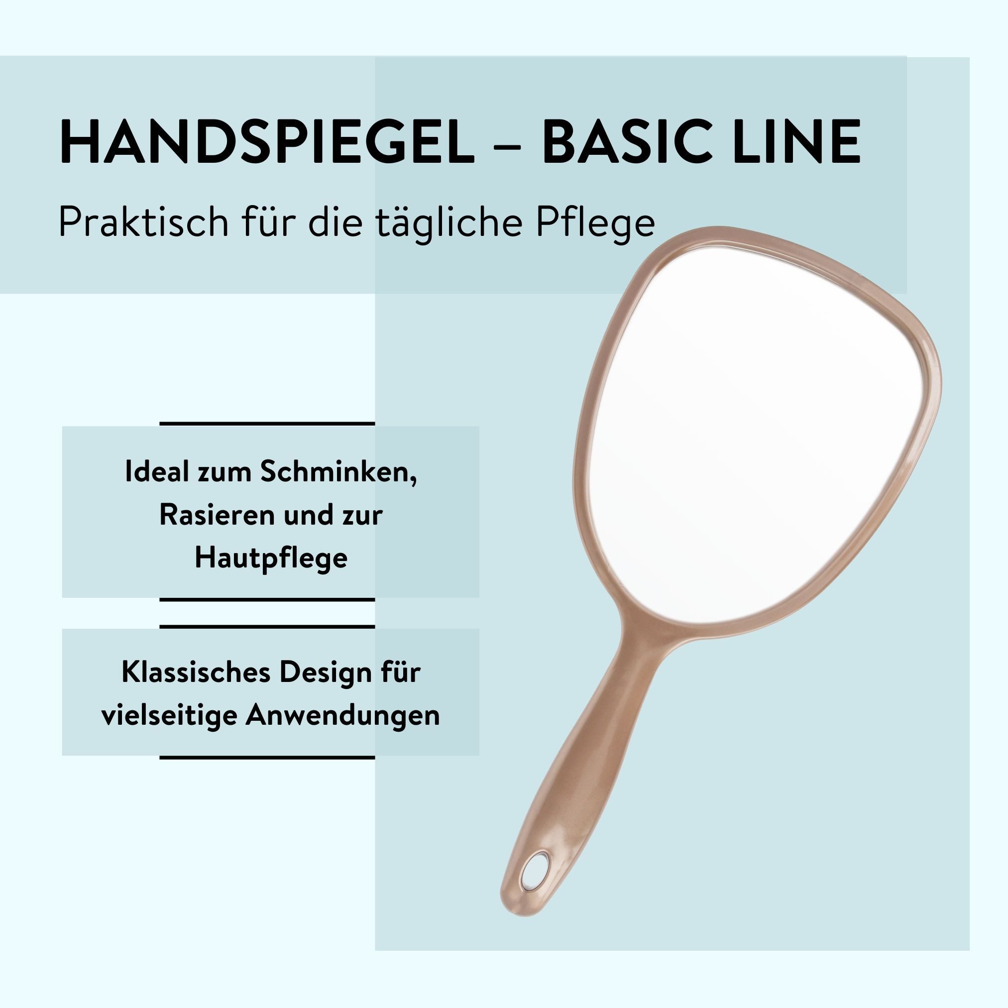 PARSA Beauty Spiegel Essential Handspiegel in Champagner, Elegantes Design & Klare Sicht