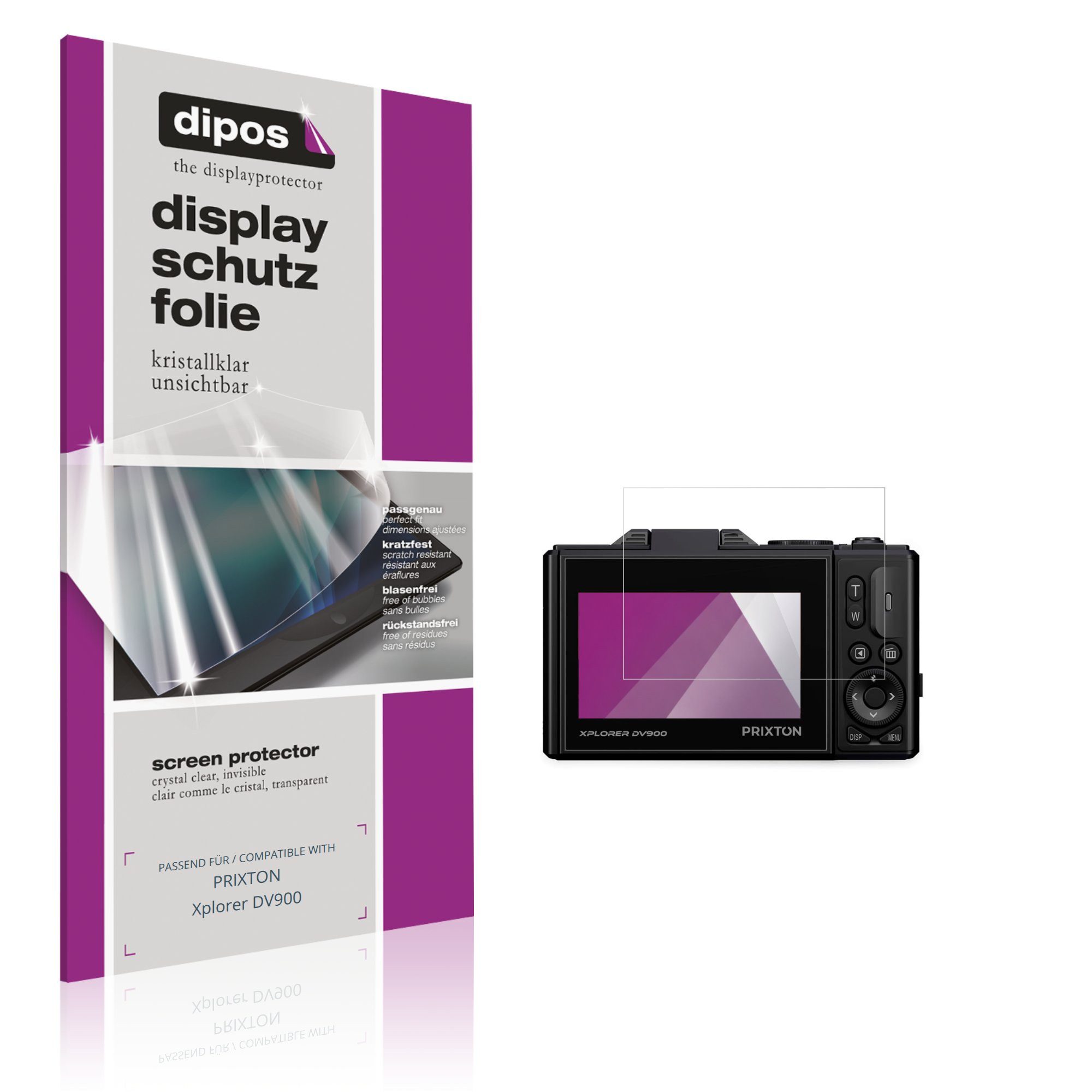 dipos Displayschutzfolie Schutzfolie für PRIXTON Xplorer DV900, 4 Stück, Displayschutz Schutz Folie Made in Germany