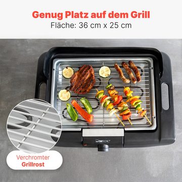 CLATRONIC Tischgrill BQ 3507, Cool Touch-Gehäuse, Verchromter Grillrost, 2000W