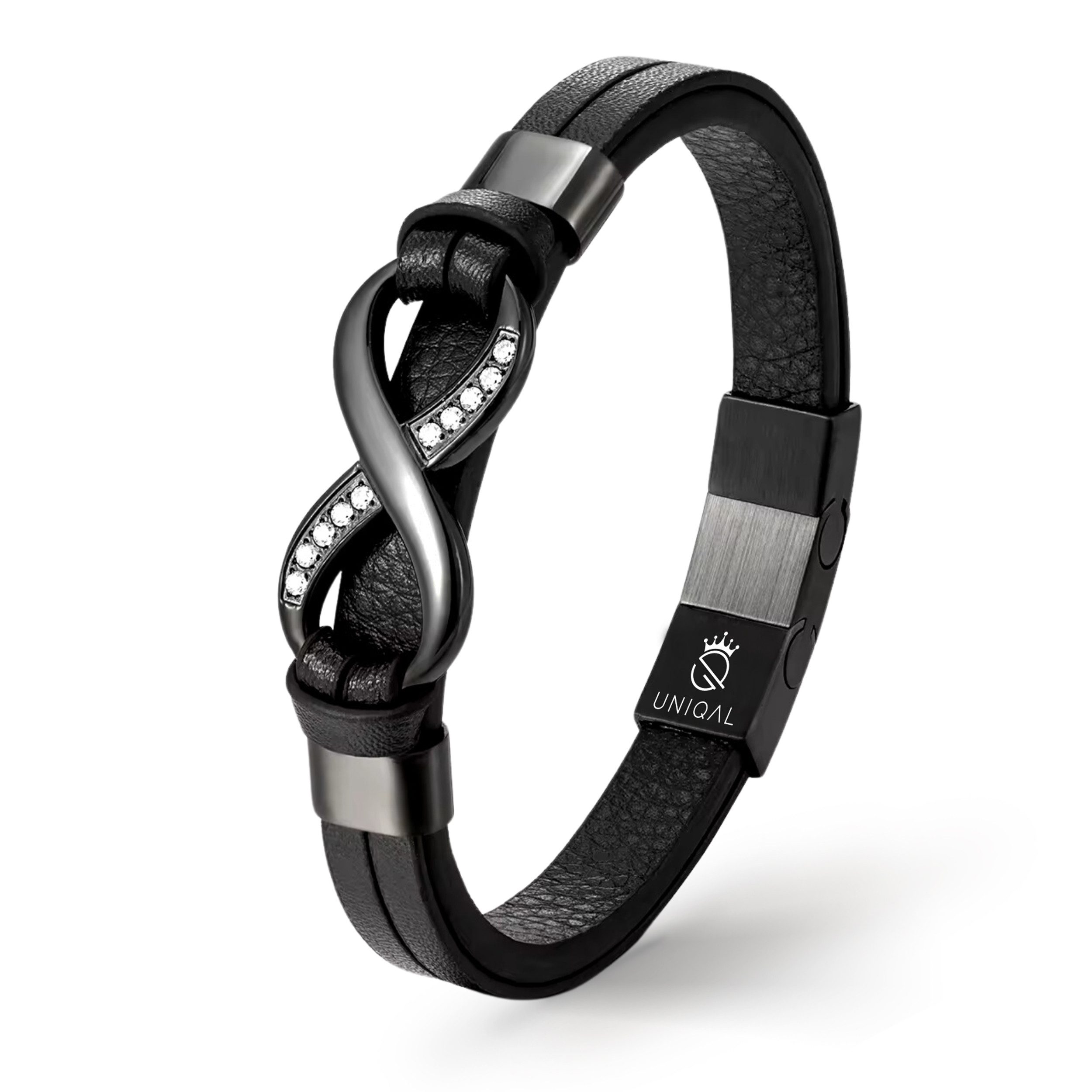 UNIQAL.de Lederarmband Unendlichkeit Leder Armband "INFINITY" Herren (Edelstahl, Echtleder, Casual Style, Handgefertigt), Designed in Germany