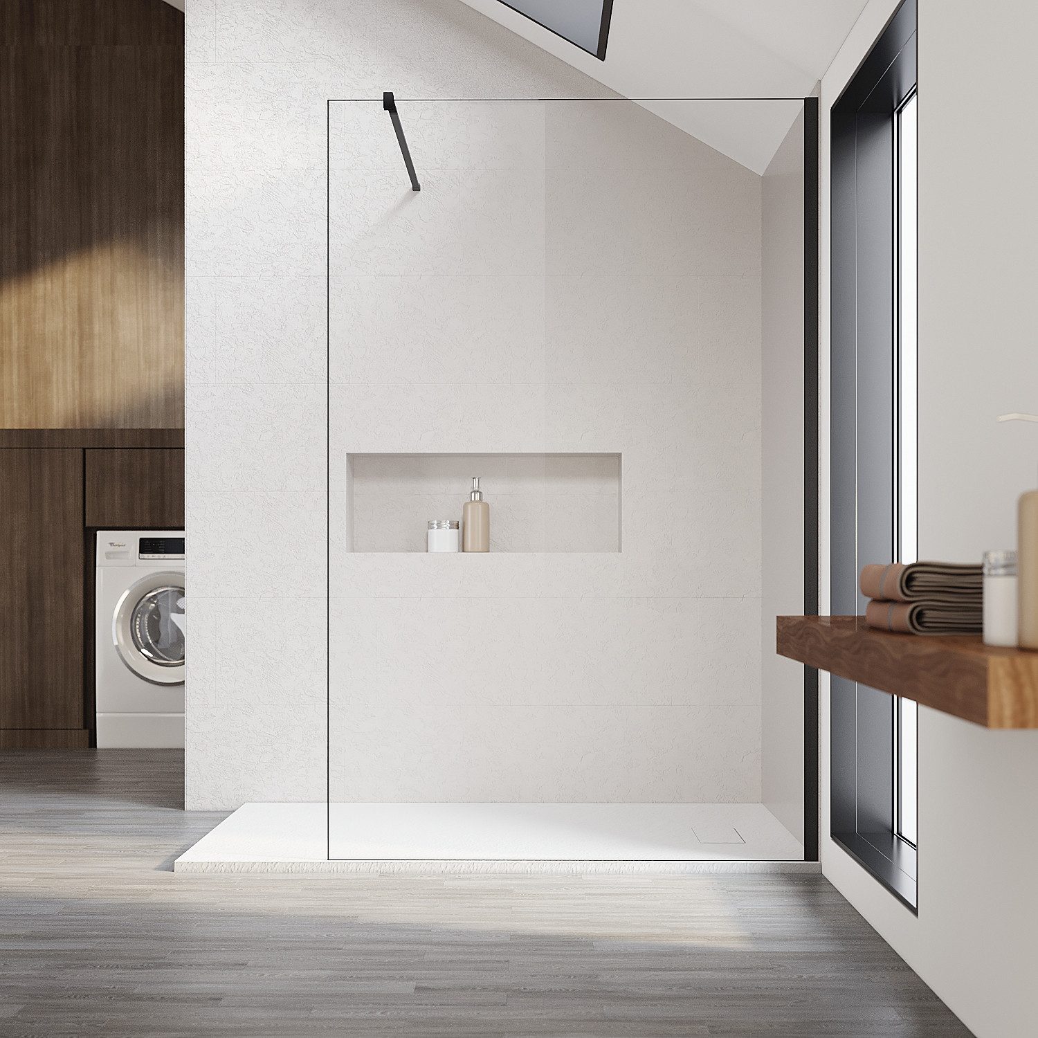 SONNI Walk-in-Dusche 80cm--140cm Duschabtrennung, schwarz,Walk in günstig online kaufen