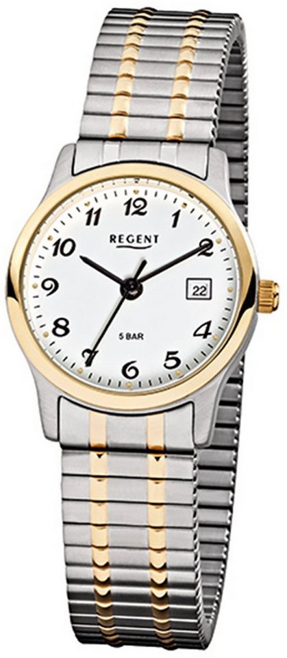 Regent Quarzuhr Regent Damen Herren-Armbanduhr silber gold, Damen, Herren  Armbanduhr rund, klein (ca. 27mm), Edelstahl goldarmband, Stahl  ionenplattiert gold