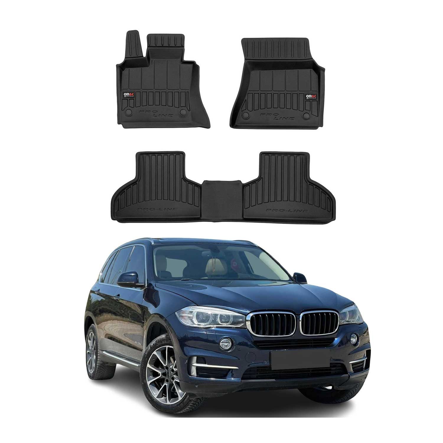 OMAC Auto-Fußmatten für BMW X5 F15 F85 2013-2018 Schwarz Automatten 3 tlg (3 St), für BMW X5 F15 F85 2013-2018 BMW X5 F15 F85 2013-2018, Antirutsch,Wasserfest,Einfache Installation