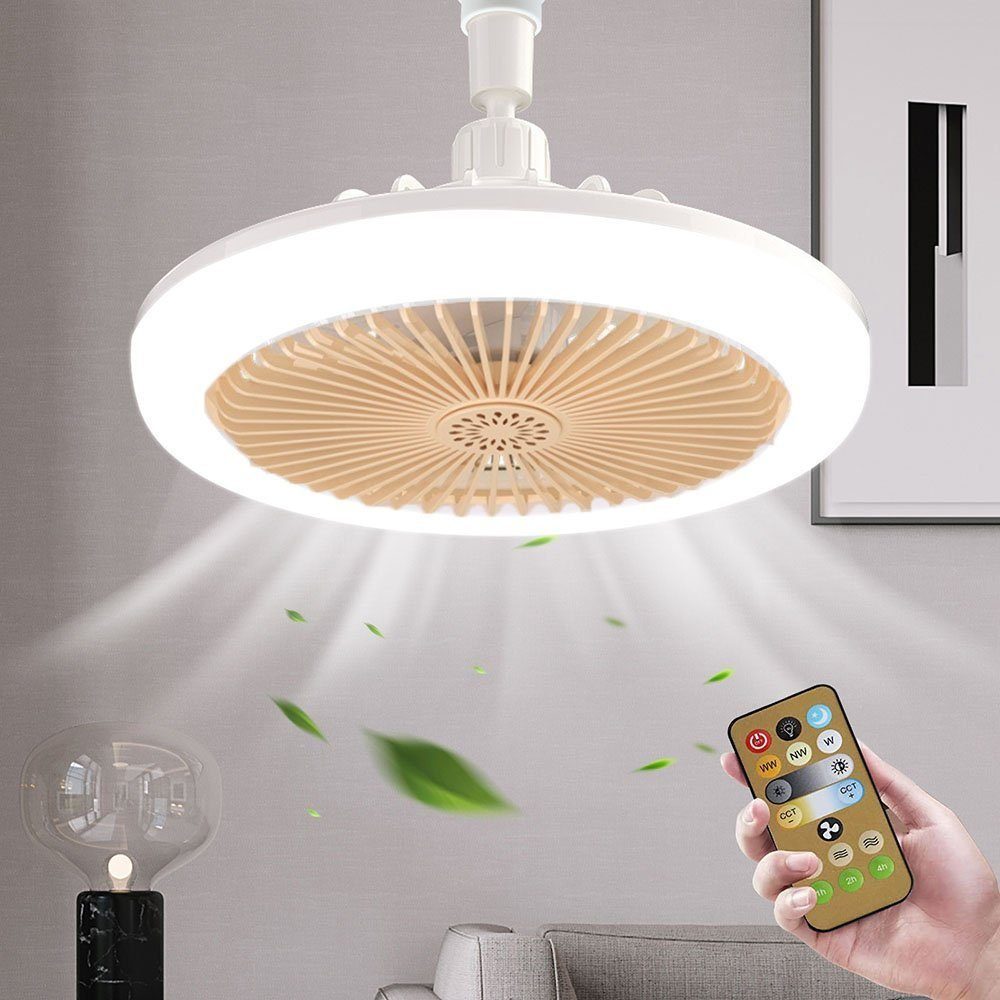 MUPOO Deckenleuchte Fernbedienung,Leuchte/ Schnittstelle,LED mit Ventilator Ventilator, Schaltbar Auf Deckenventilator Beige Deckenventilator Getrennt Beides oder E27