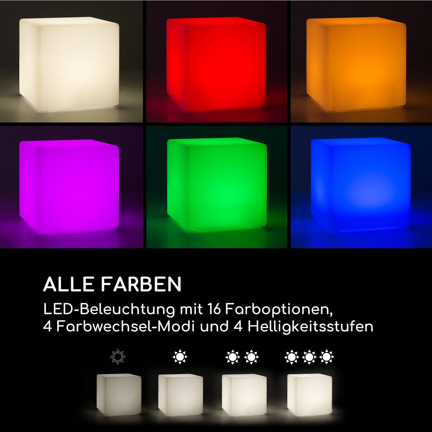 16 4 Farbwechsel-Modi, LED blumfeldt Gartenstrahler integriert LEU13-ShineCube-XL, Farboptionen,