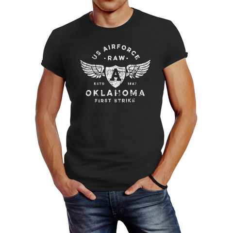 Neverless Print-Shirt Herren T-Shirt Print US Airforce Oklahoma Aviator Vintage-Shirt Neverless® mit Print