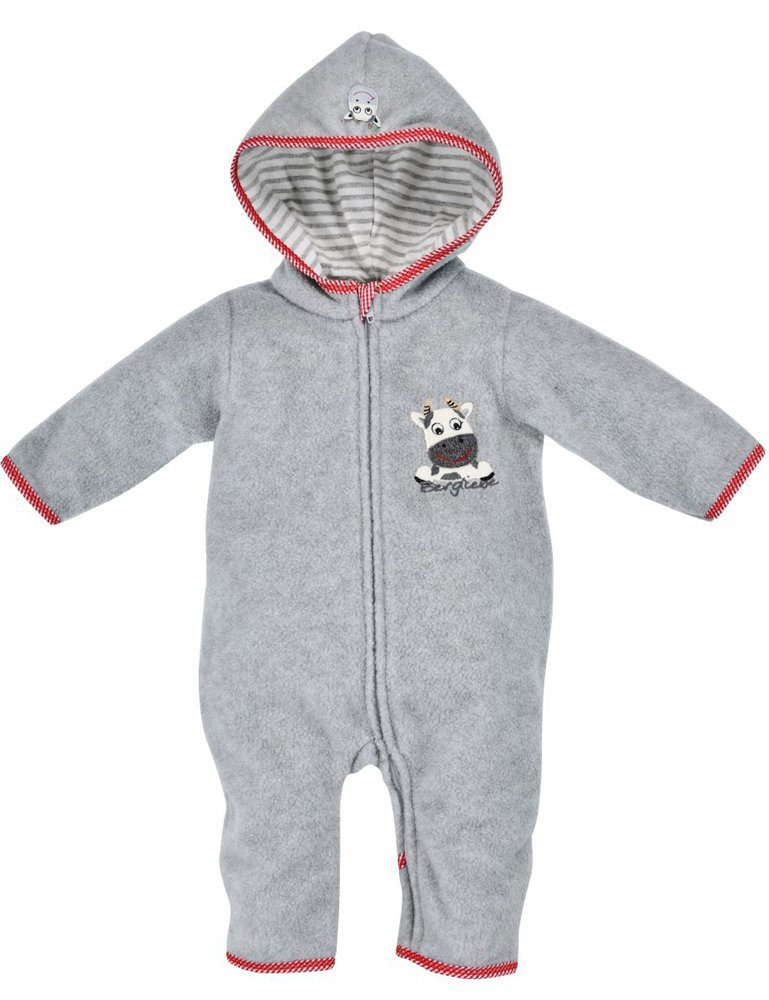 BONDI Strampler Kuscheliger Baby Fleece-Overall - Kinder Wintermode Herbst "Kuh" Grau, 93665