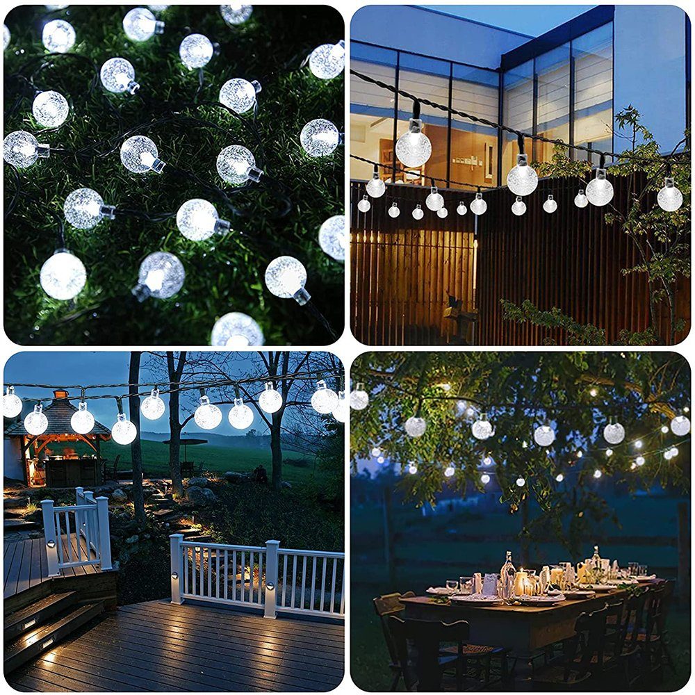 MUPOO LED-Lichterkette LED-Solarleuchten 5M 20LEDs/ Garten Patio Modi, Party 50LEDs Festliche Außen-lichterkette Wasserdicht,3 Weiß 9.5M Farben,für 2/8 Dekor