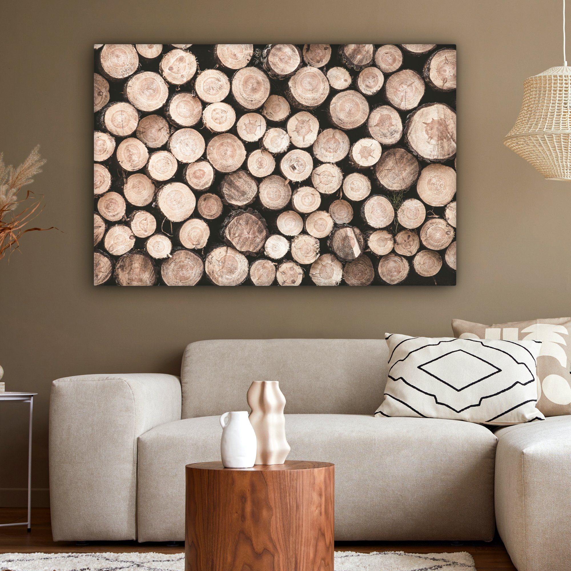 (1 XXL, - OneMillionCanvasses® Wandbild 120x80 Winter für Gemälde, Baumstämme alle St), großes, Natur, - cm Leinwandbild Wohnbereiche,