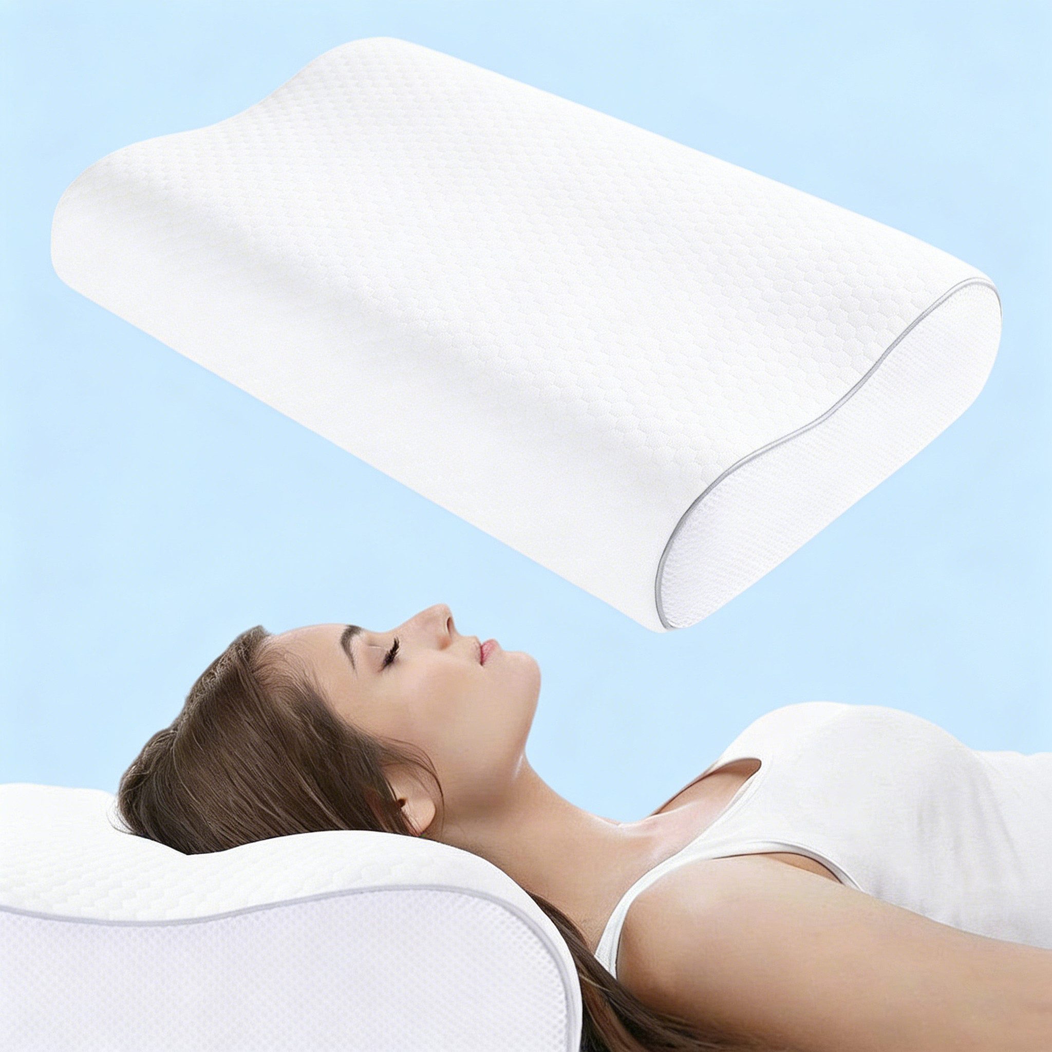 Elegear Nackenstützkissen nackenkissen orthopädisch, kopfkissen nackenschmerzen, schlafkissen, Füllung: Memory Foam, Seitenschläfer, Bauchschläfer, Rückenschläfer, 50 x 30cm Ergonomisches Nkopfkissen mit Kissenbezug, Memoryfoam kissen
