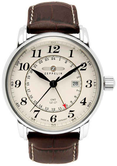 ZEPPELIN Quarzuhr LZ127 Graf Zeppelin, 7642-5, Armbanduhr, Herrenuhr, Datum, Made in Germany