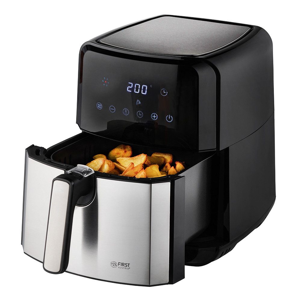 TZS FIRST AUSTRIA Heißluftfritteuse 5L, Digitale Airfryer mit 8 Programmen, 1700W & Antihaft-Frittierkorb, 1700 W, 8 Programme, 1700W, 60 Min Timer, ohne Fett, Backen, Frittieren