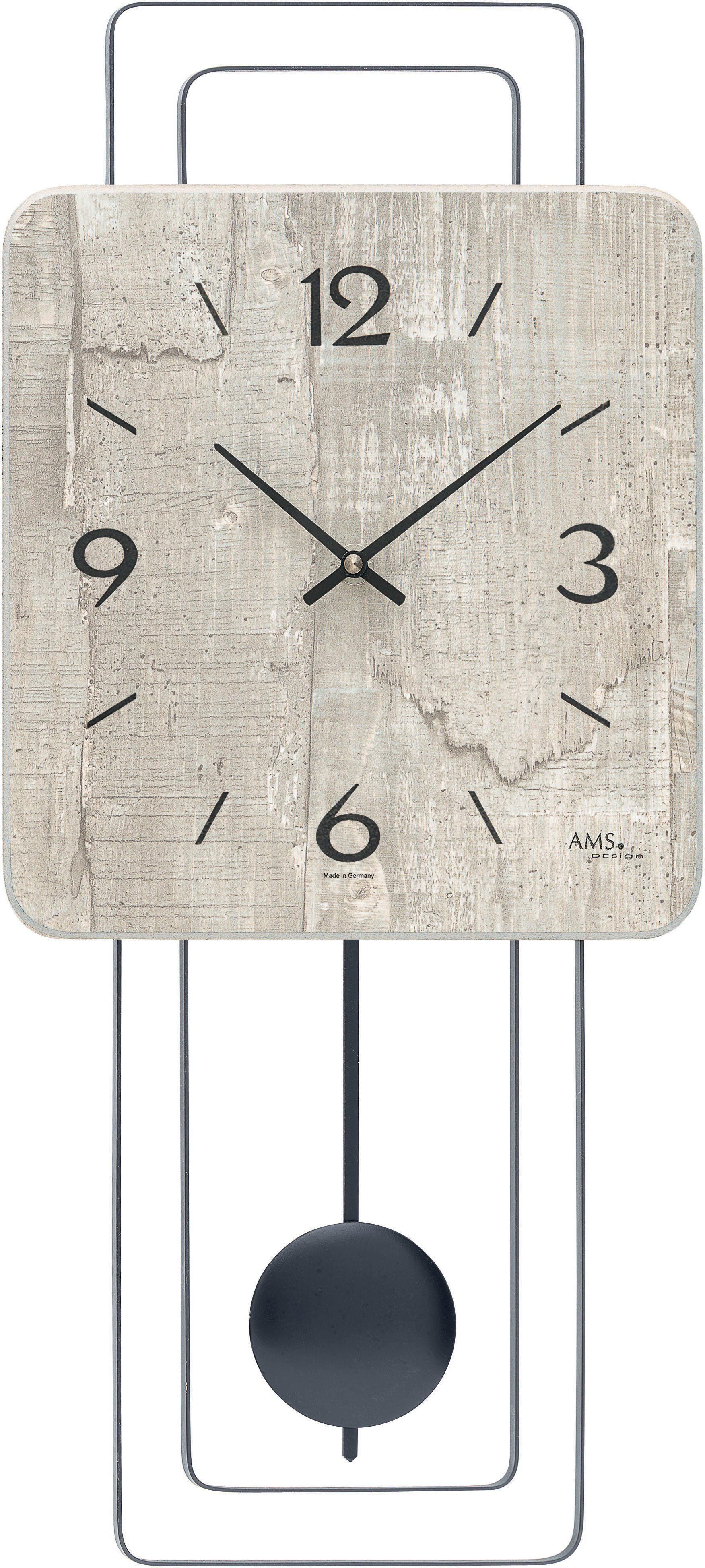 AMS Pendelwanduhr (Quarzuhr, Messinggehäuse,Esszimmer,Wohnzimmer,Made in Germany)