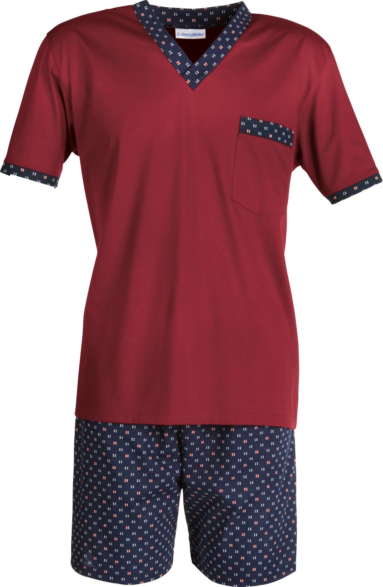 Erwin Müller Pyjama Herren-Shorty Single-Jersey gemustert günstig online kaufen