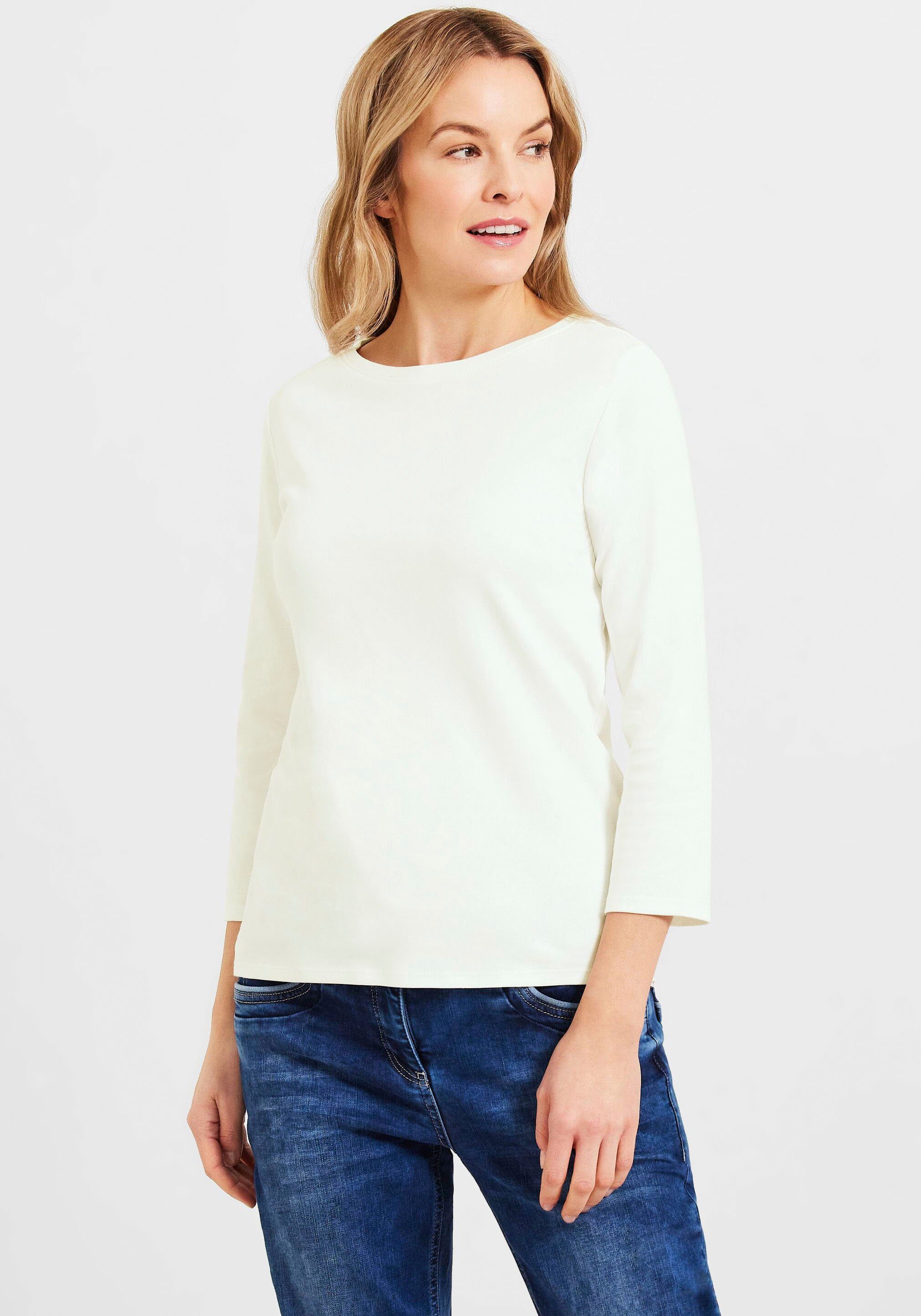 white 3/4-Arm-Shirt Cecil Ausschnitt hohem vanilla mit